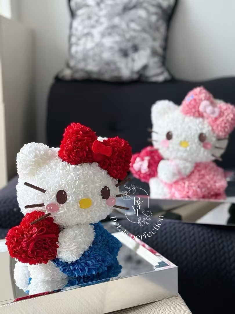 Kitty Holding Heart ❤️ Preserved Flowers Box 🇸🇬 SG In Stock