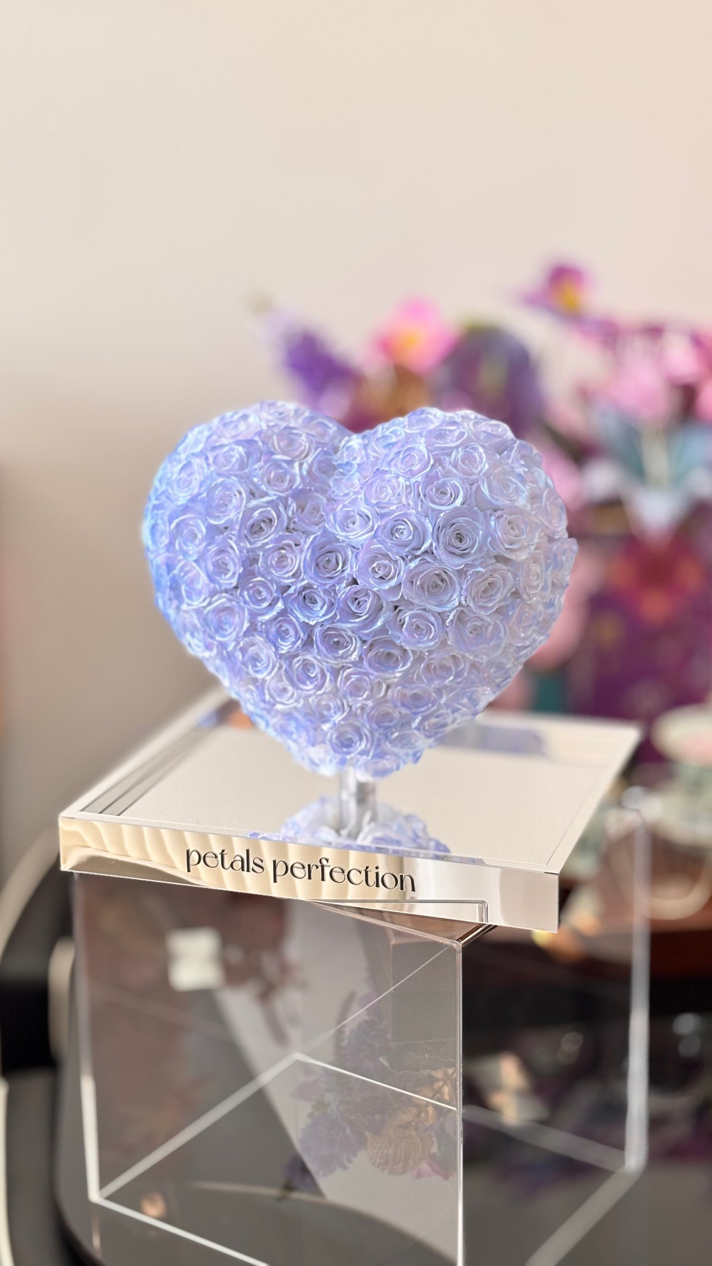 Ice blue 🩵3D Love Heart Shaped Preserved Roses Box 🇸🇬 SG In Stock