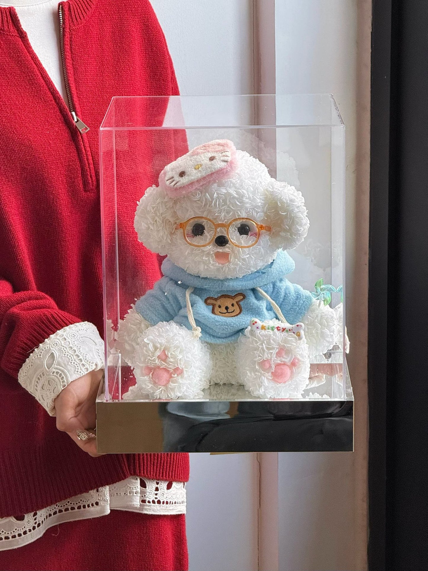 Puppy Love Bichon Dog Preserved Flowers Box π©΅ SG In Stock πΈπ¬