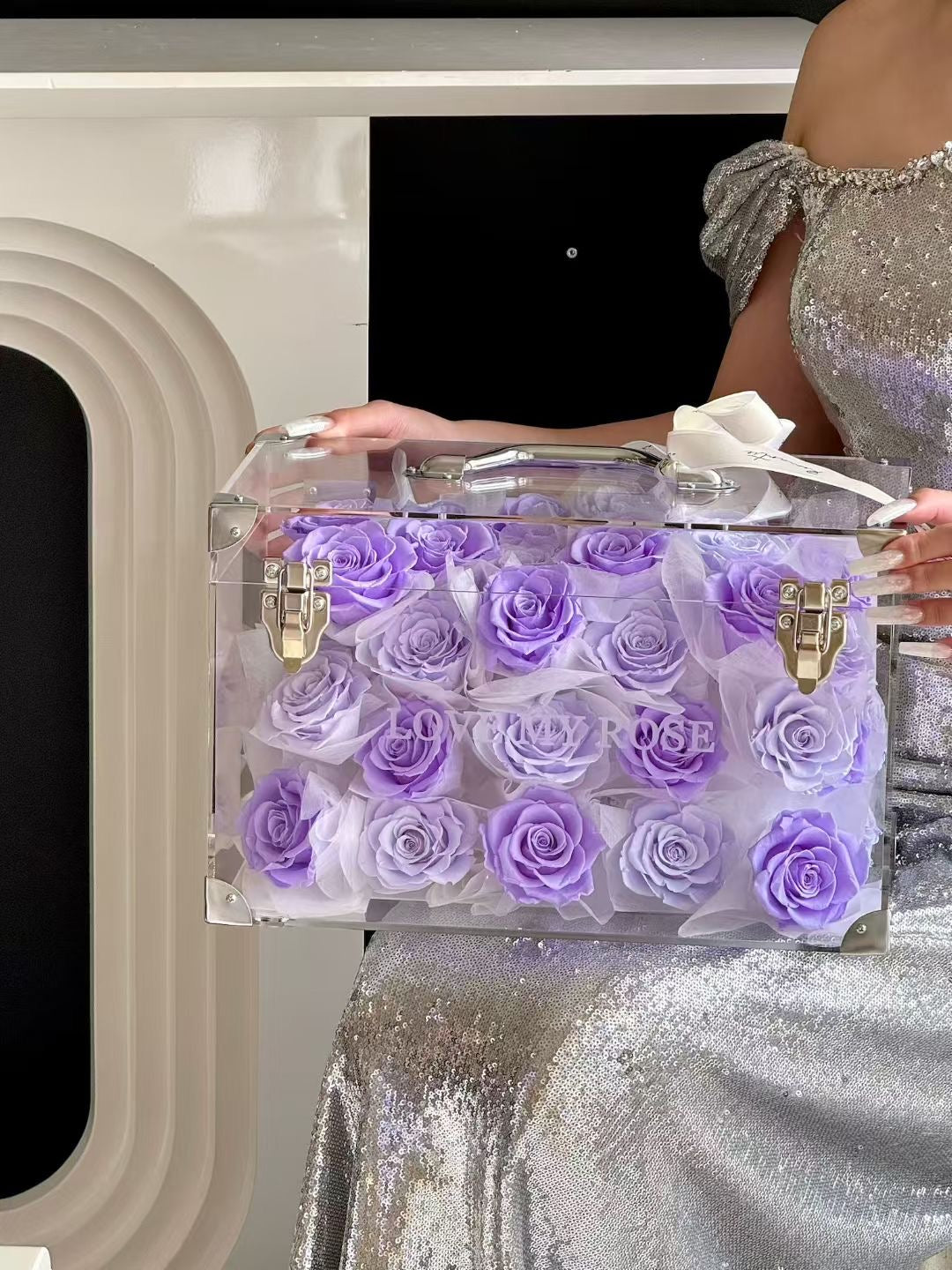 Preserved Roses Garden Purple Small