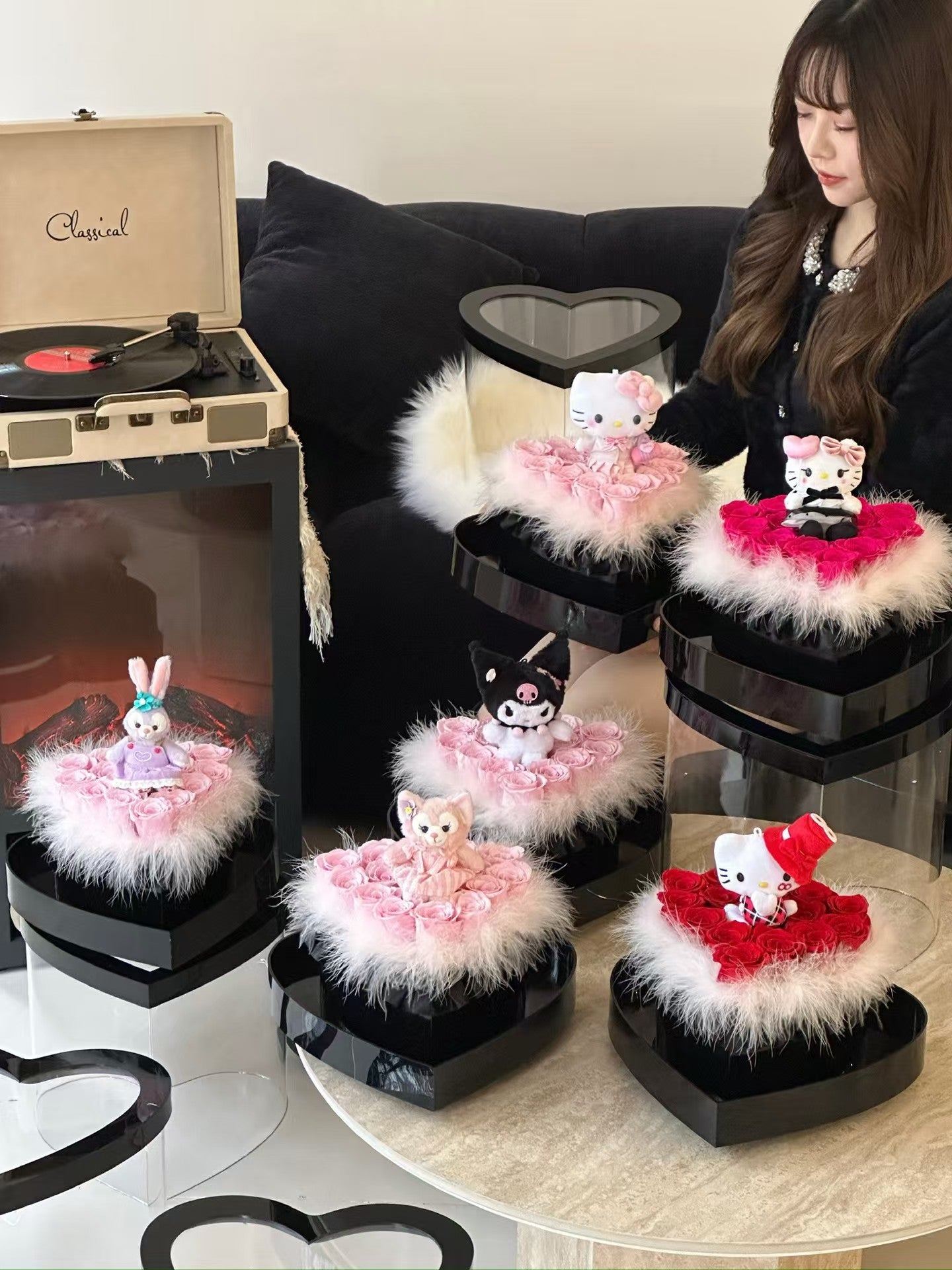 Angel Kitty 🪽 Heart Shape Preserved Roses Box 🇸🇬 SG In Stock