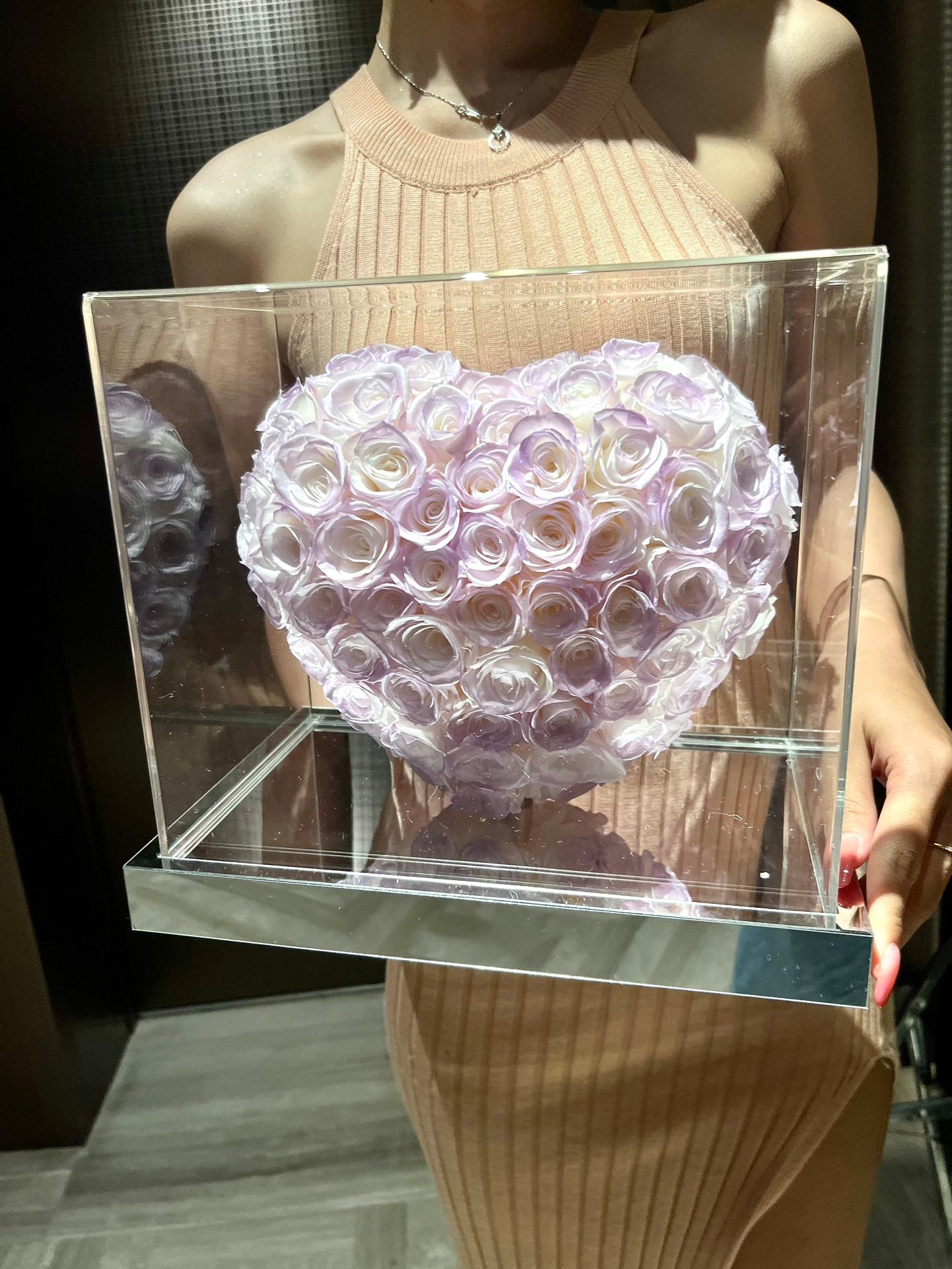 Mermaid Purple ๐ 3D Love Heart Shaped Preserved Roses Box ๐ธ๐ฌ SG In Stock