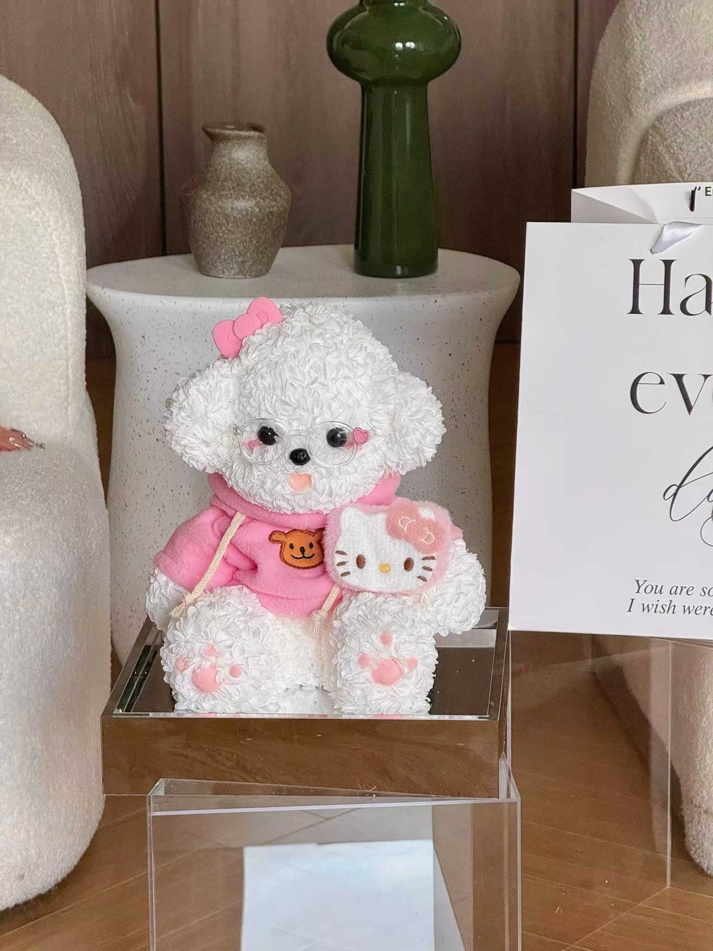 Puppy Love Bichon Dog Preserved Flowers Box