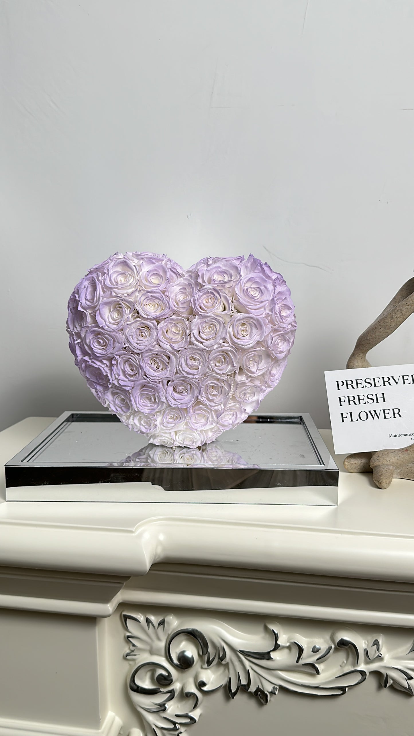Mermaid Purple ๐ 3D Love Heart Shaped Preserved Roses Box ๐ธ๐ฌ SG In Stock