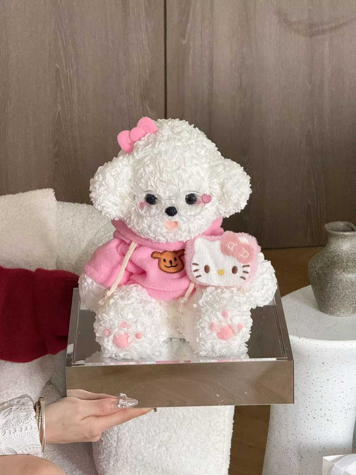 Puppy Love Bichon Dog Preserved Flowers Box