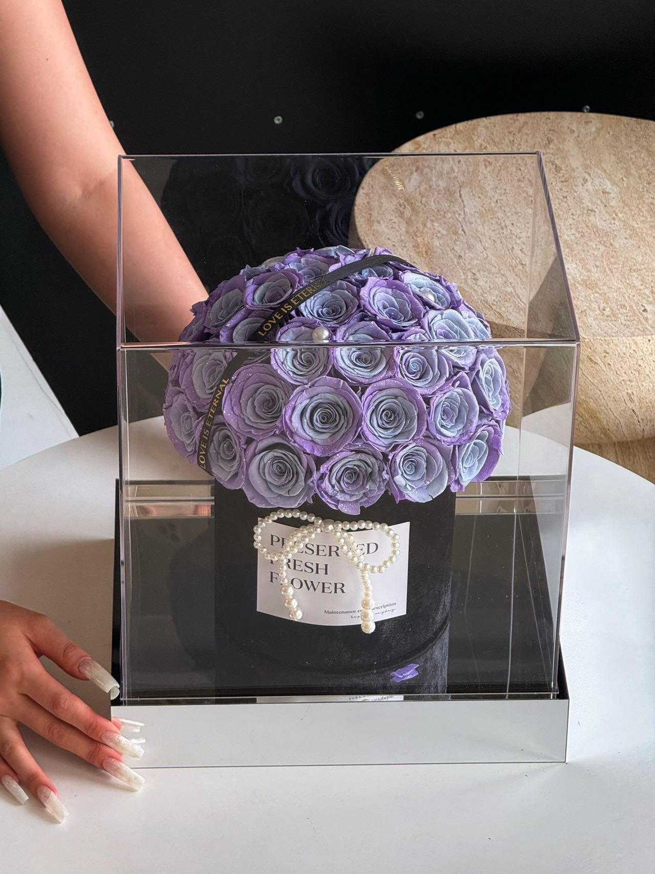 Gallexy Blue Mushroom Preserved Flowers Box