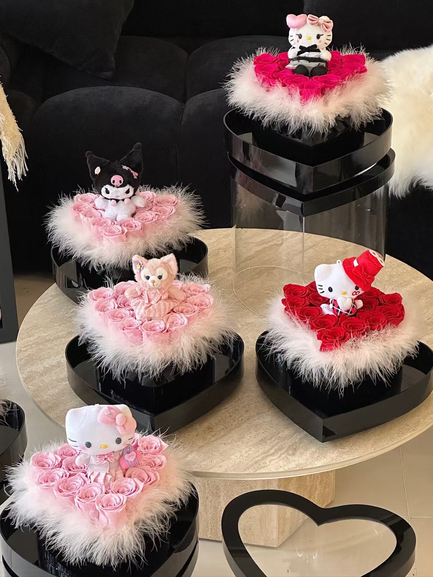 Angel Kitty 🪽 Heart Shape Preserved Roses Box 🎀 Baby Pink Kitty 🇸🇬 SG In Stock