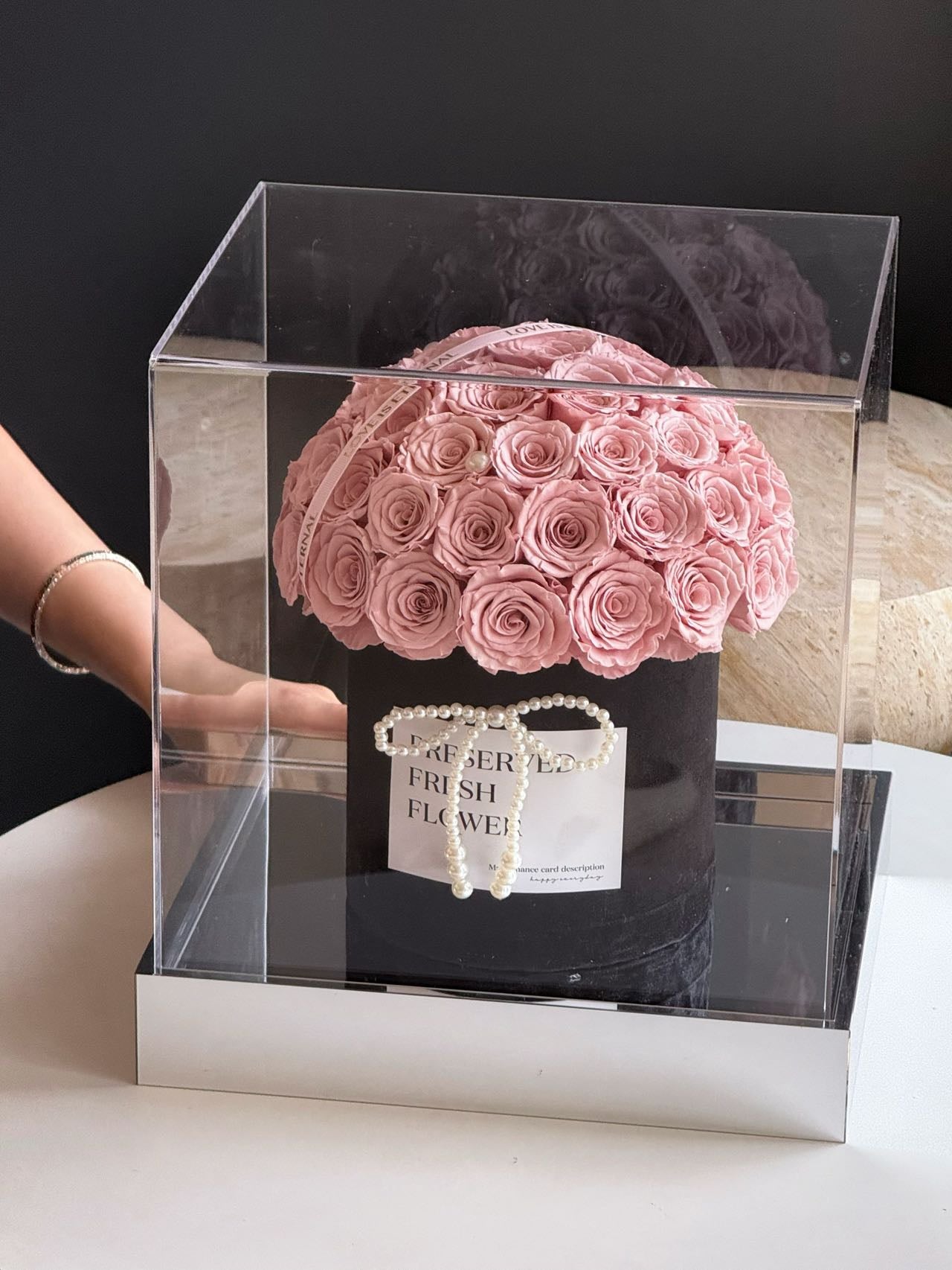 Pink Mushroom Preserved Flowers Box