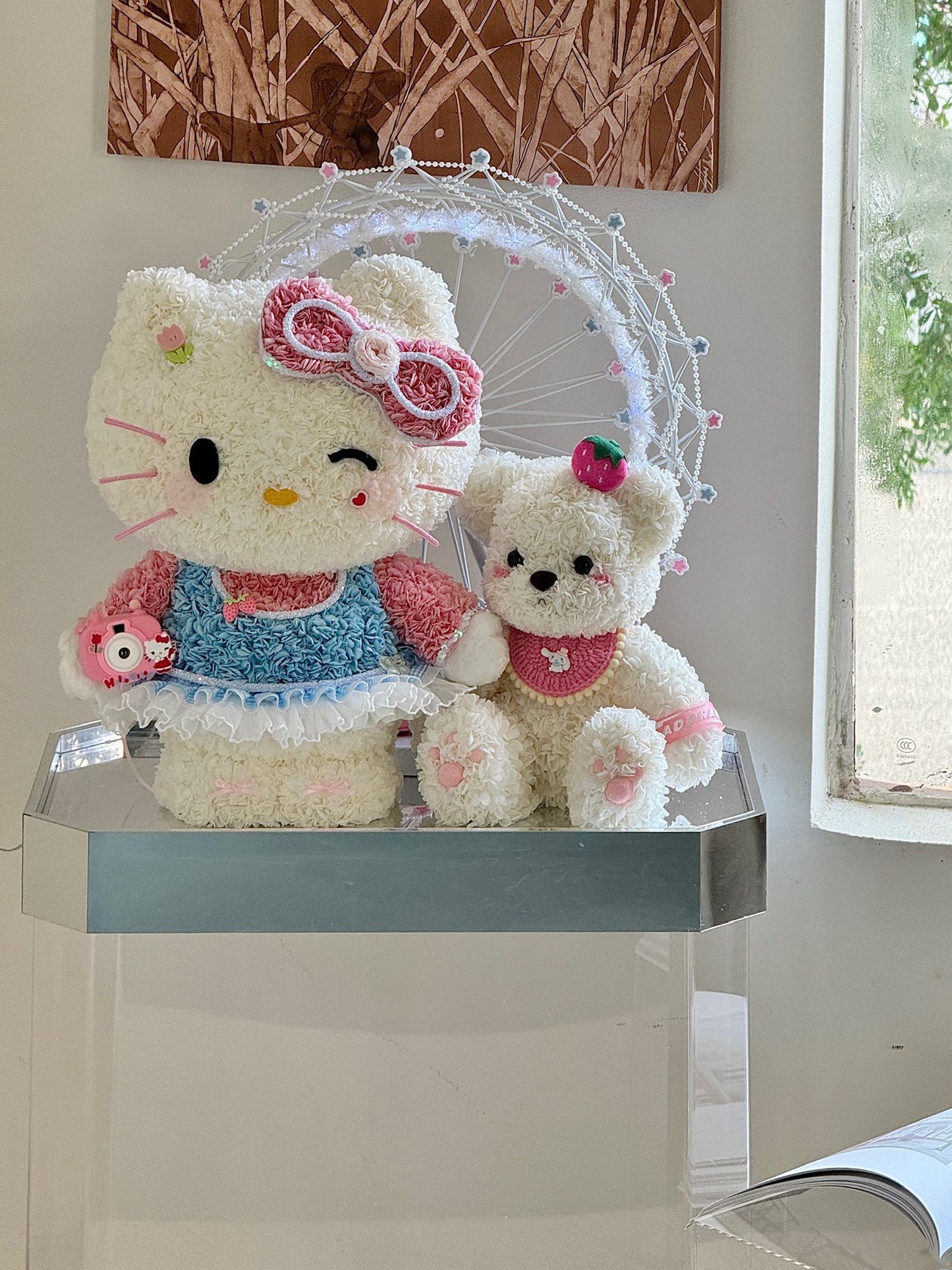 Hello Kitty & Her Teddy Bear 🧸 Preserved Flowers Box 🎡
