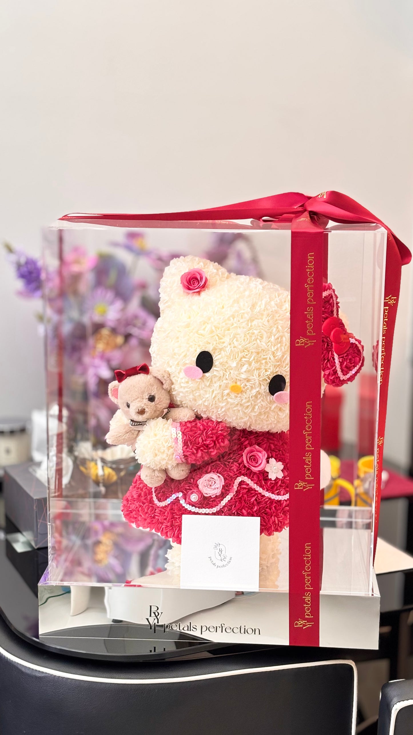 Hello Kitty & Her Teddy Bear 🧸 Preserved Flowers Box 🇸🇬 SG in Stock