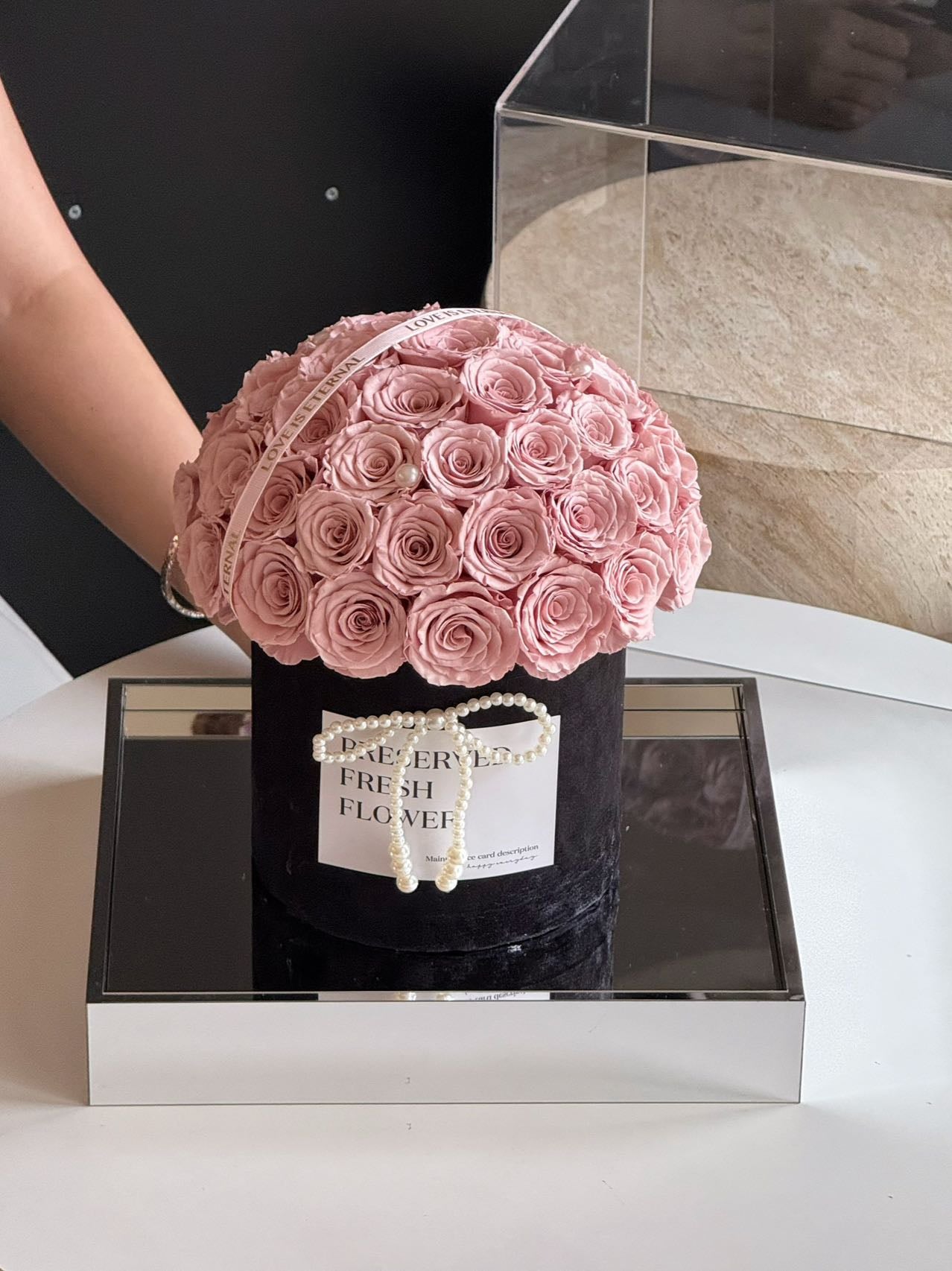Pink Mushroom Preserved Flowers Box