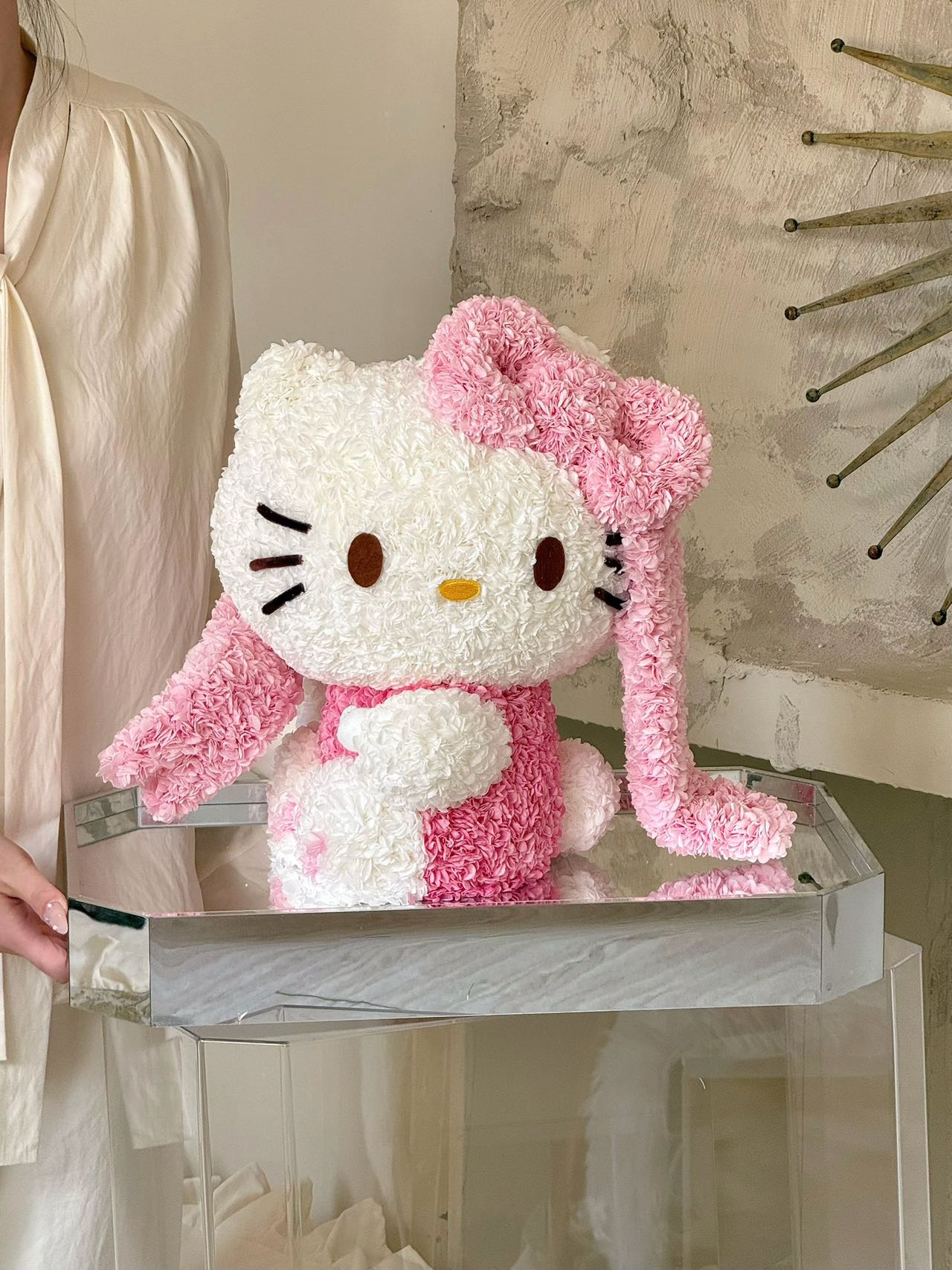 Pink Ribbon Kitty Preserved Flowers Box 🇸🇬 SG In Stock