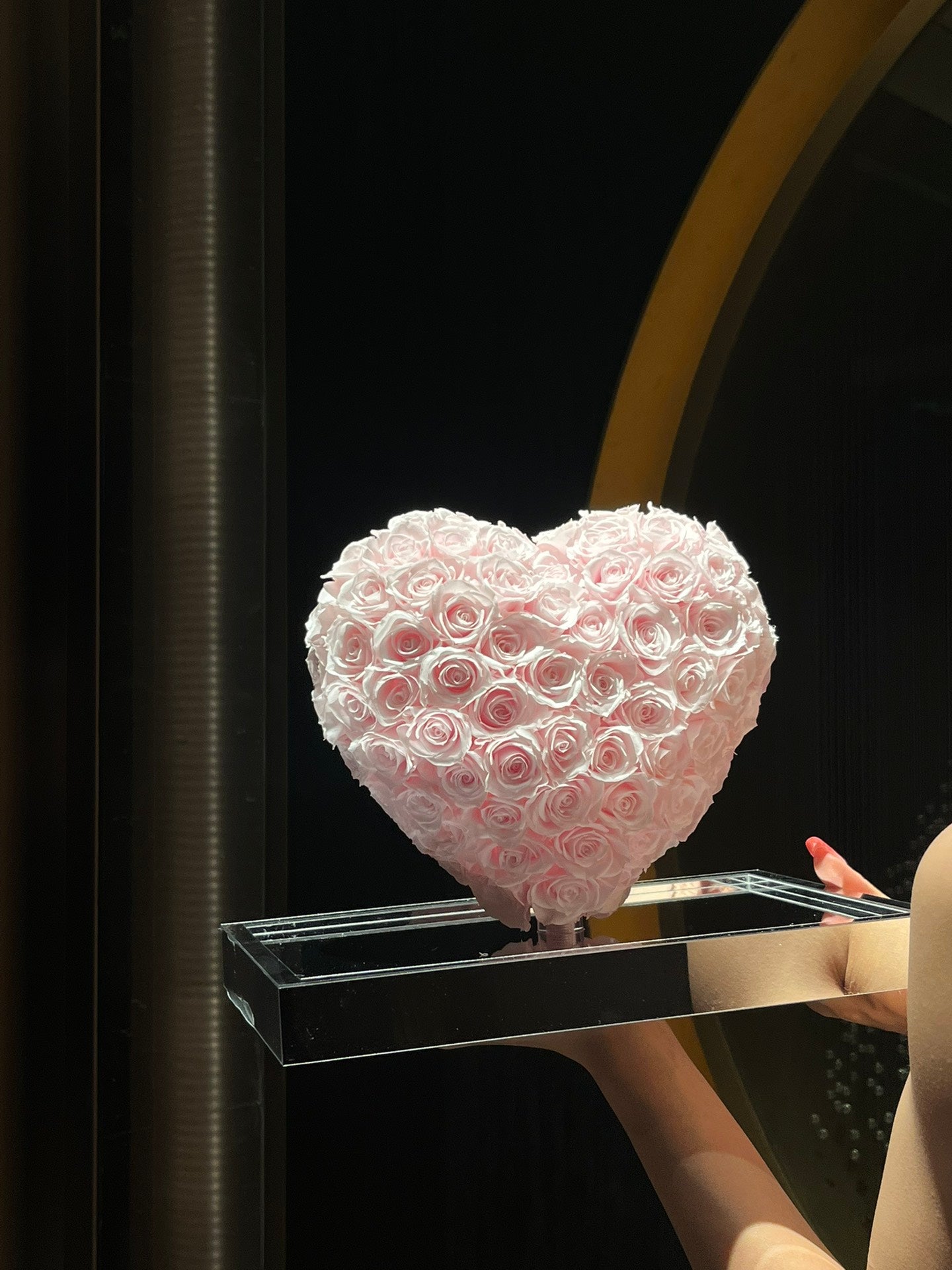 Sakura pink 🌸3D Love Heart Shaped Preserved Roses Box 🇸🇬 SG In Stock