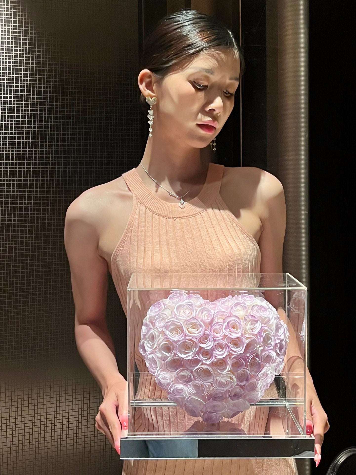 Mermaid Purple ๐ 3D Love Heart Shaped Preserved Roses Box ๐ธ๐ฌ SG In Stock
