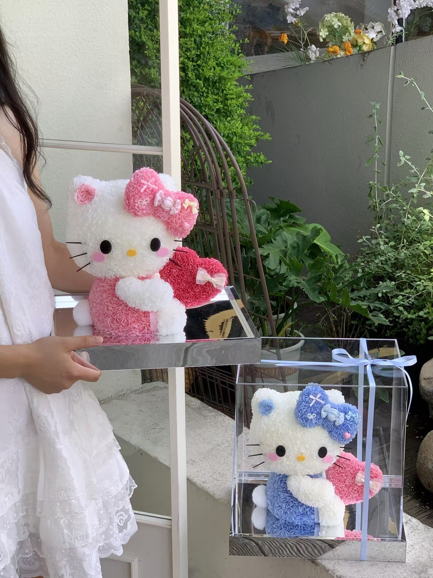Kitty Love Heart Preserved Flowers Box 🇸🇬 SG In Stock