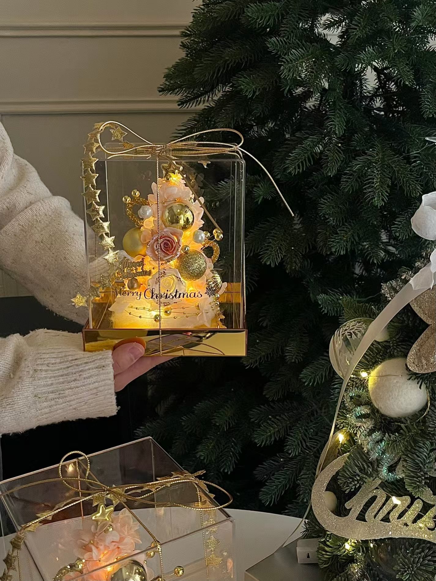 Christmas Gift Box Preserved Flowers Xmas Tree