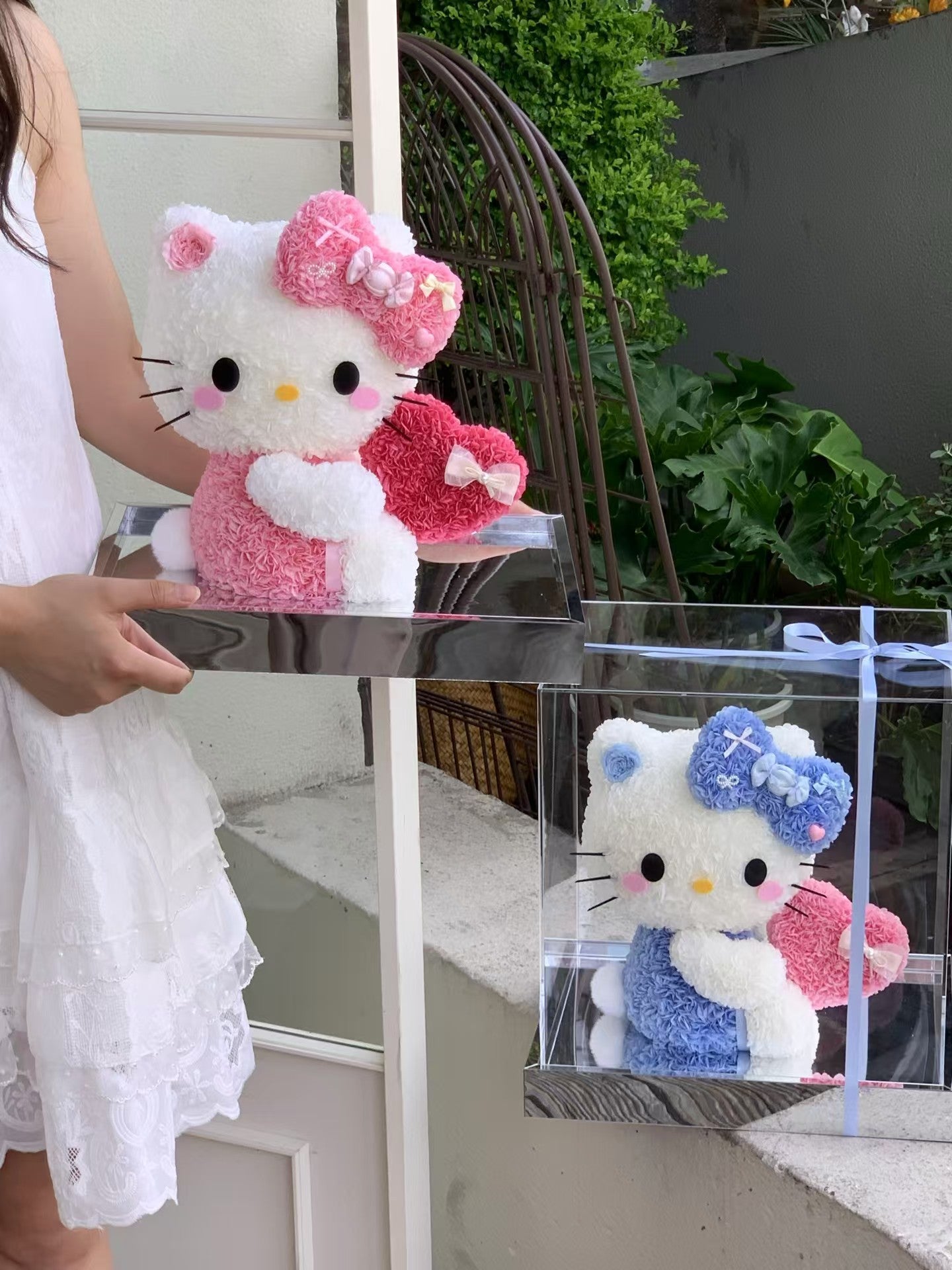 Kitty Love Heart Preserved Flowers Box 🇸🇬 SG In Stock