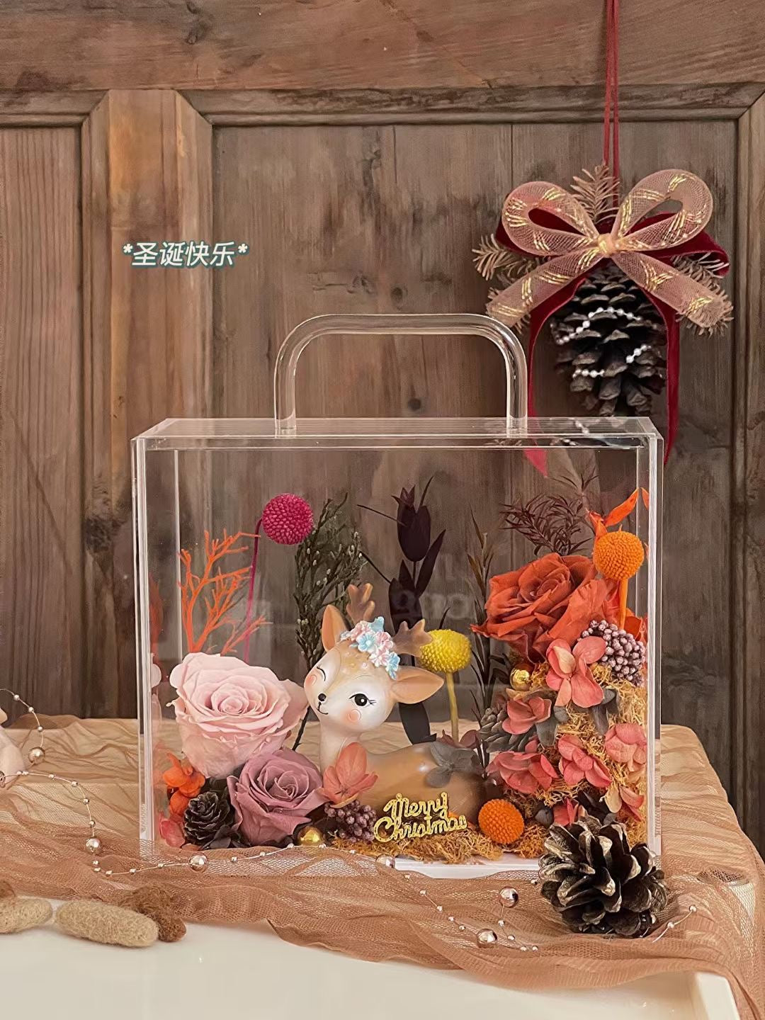 Christmas Elk Preserved Flowers Gift Box