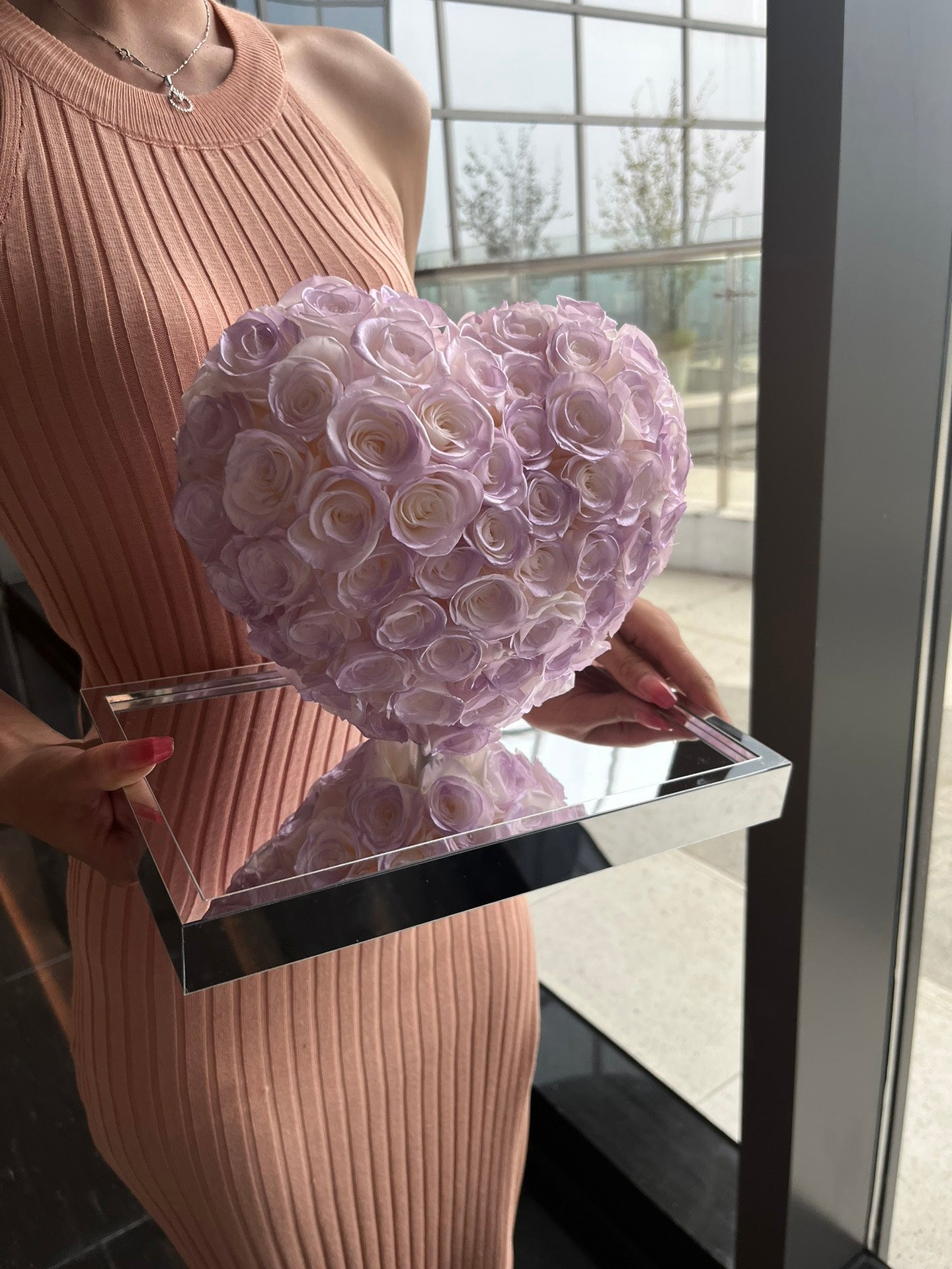 Mermaid Purple ๐ 3D Love Heart Shaped Preserved Roses Box ๐ธ๐ฌ SG In Stock
