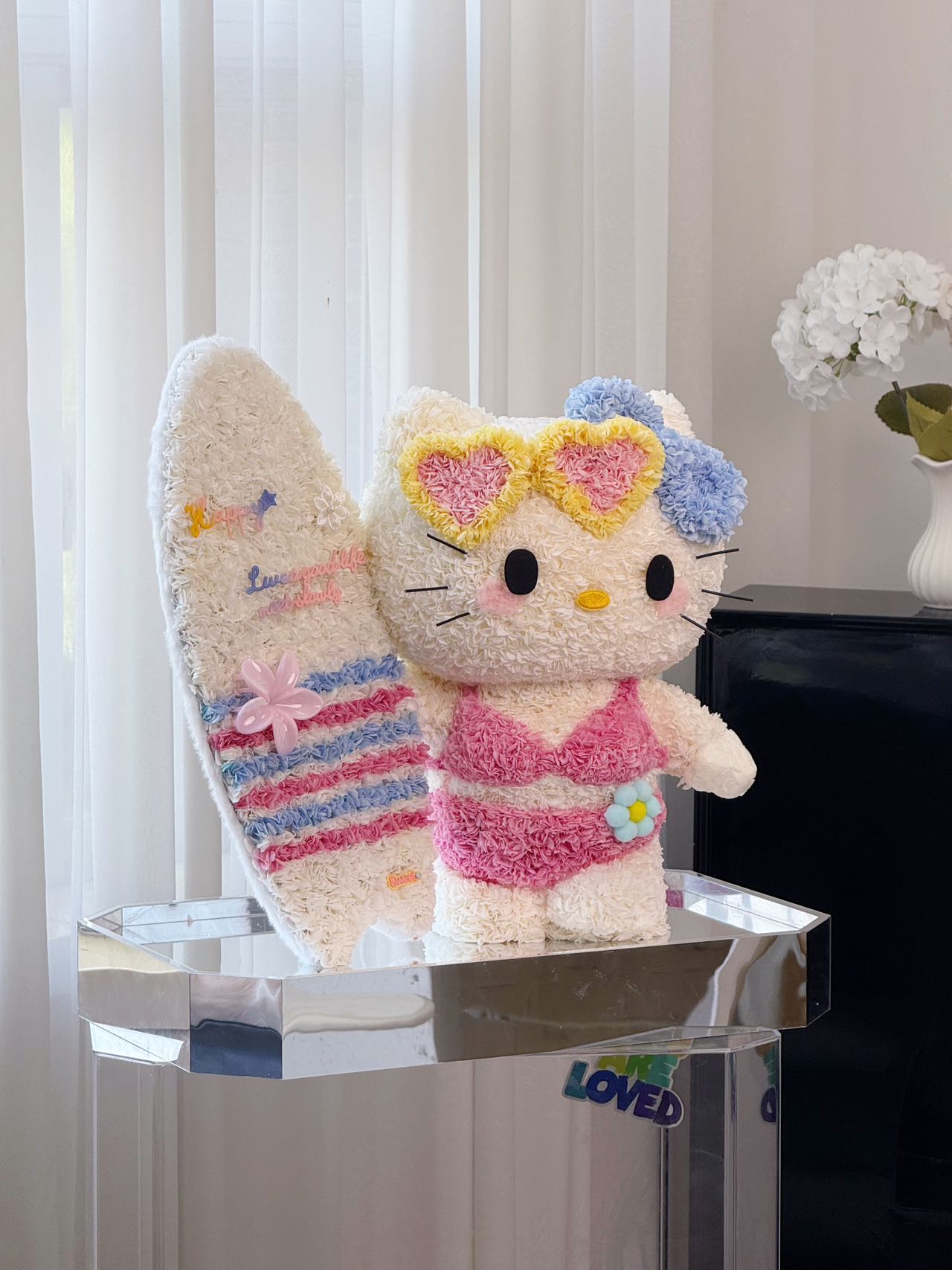 Surf Board Bikini Kitty Preserved Flowers Box