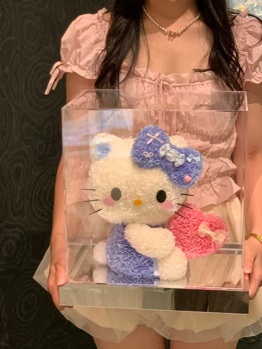 Kitty Love Heart Preserved Flowers Box 🇸🇬 SG In Stock