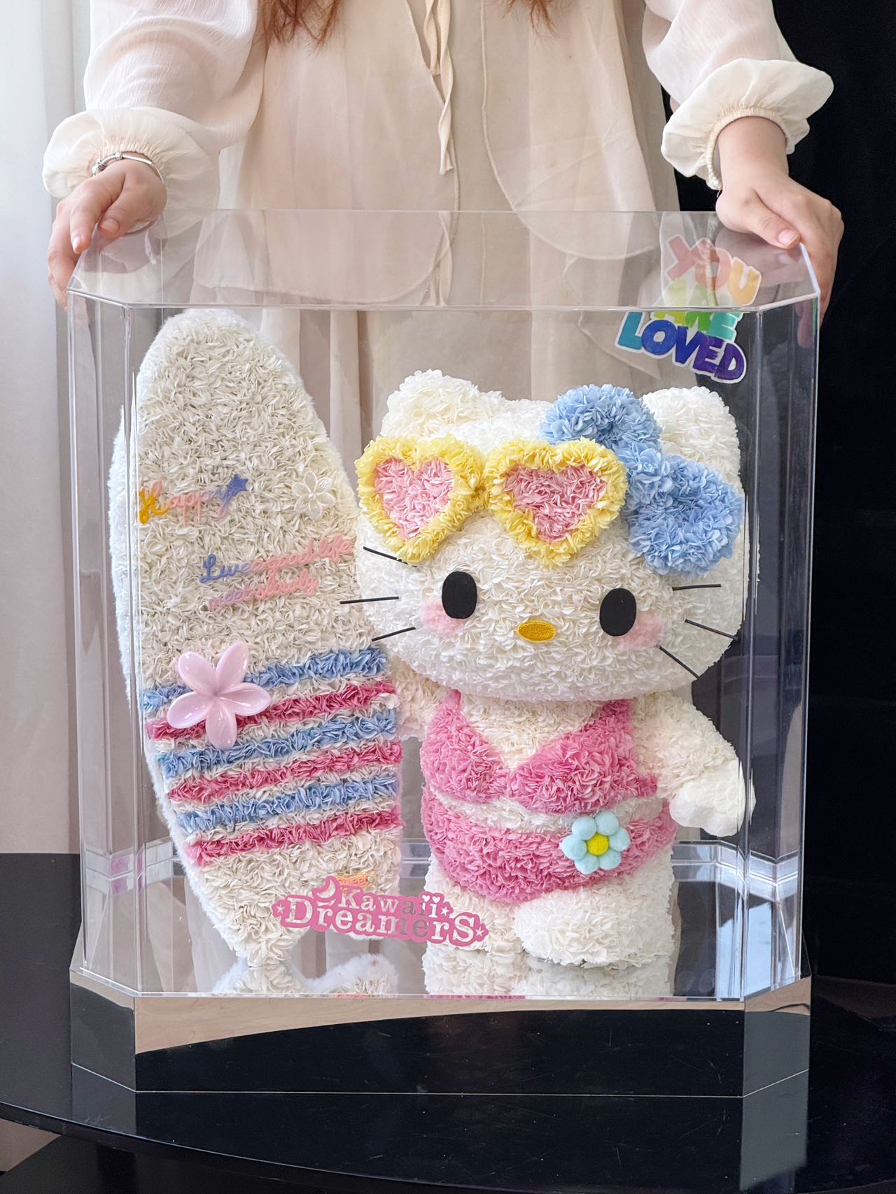 Surf Board Bikini Kitty Preserved Flowers Box