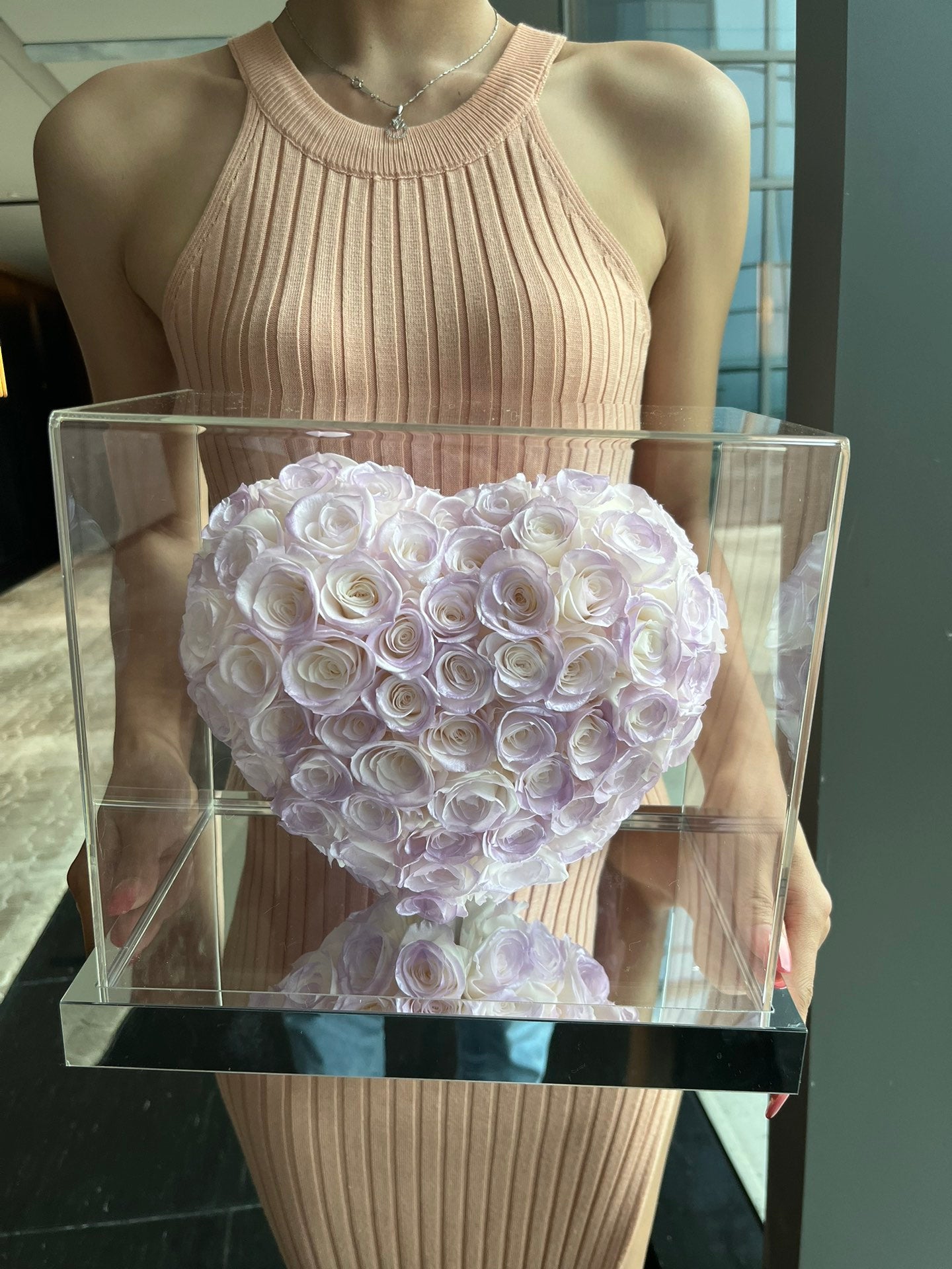 Mermaid Purple ๐ 3D Love Heart Shaped Preserved Roses Box ๐ธ๐ฌ SG In Stock