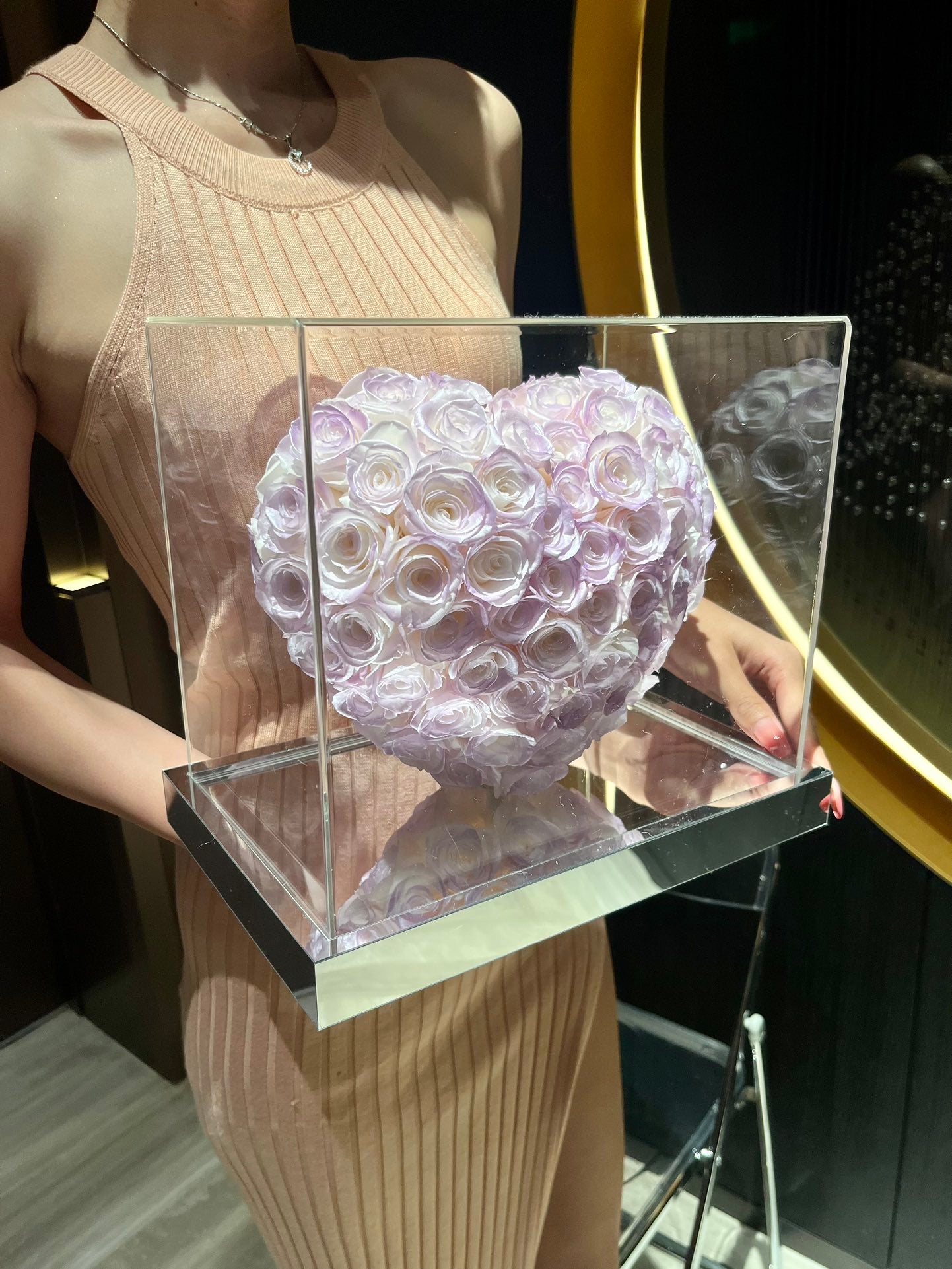Mermaid Purple ๐ 3D Love Heart Shaped Preserved Roses Box ๐ธ๐ฌ SG In Stock
