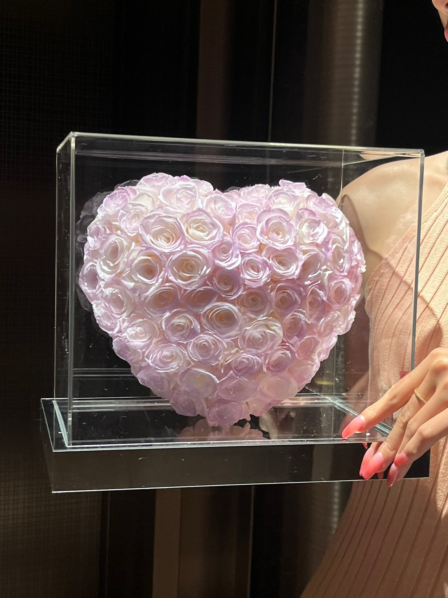 Mermaid Purple ๐ 3D Love Heart Shaped Preserved Roses Box ๐ธ๐ฌ SG In Stock
