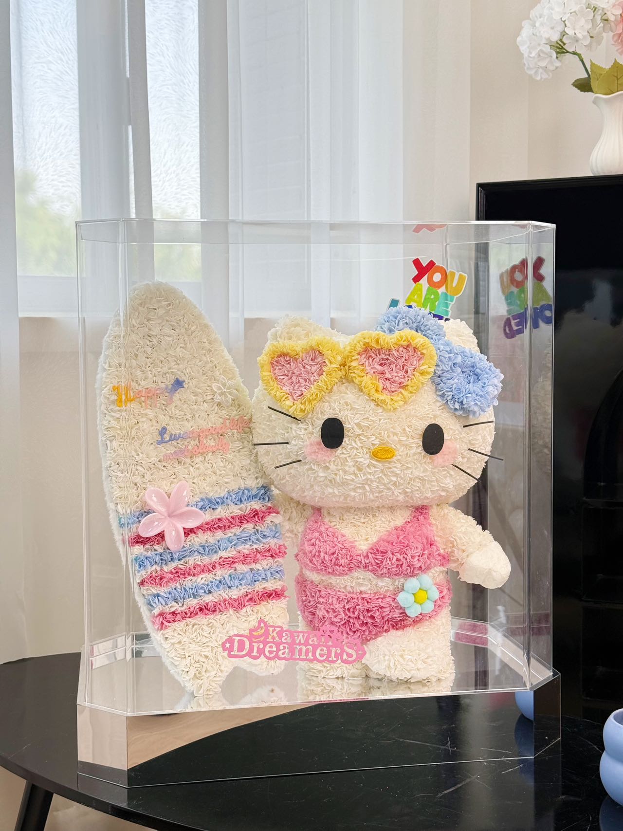 Surf Board Bikini Kitty Preserved Flowers Box
