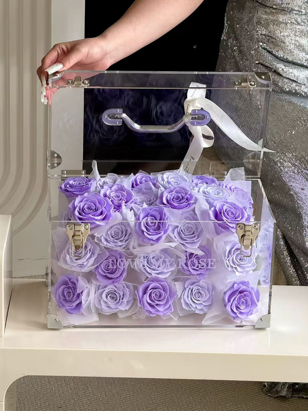 Preserved Roses Garden Purple Medium