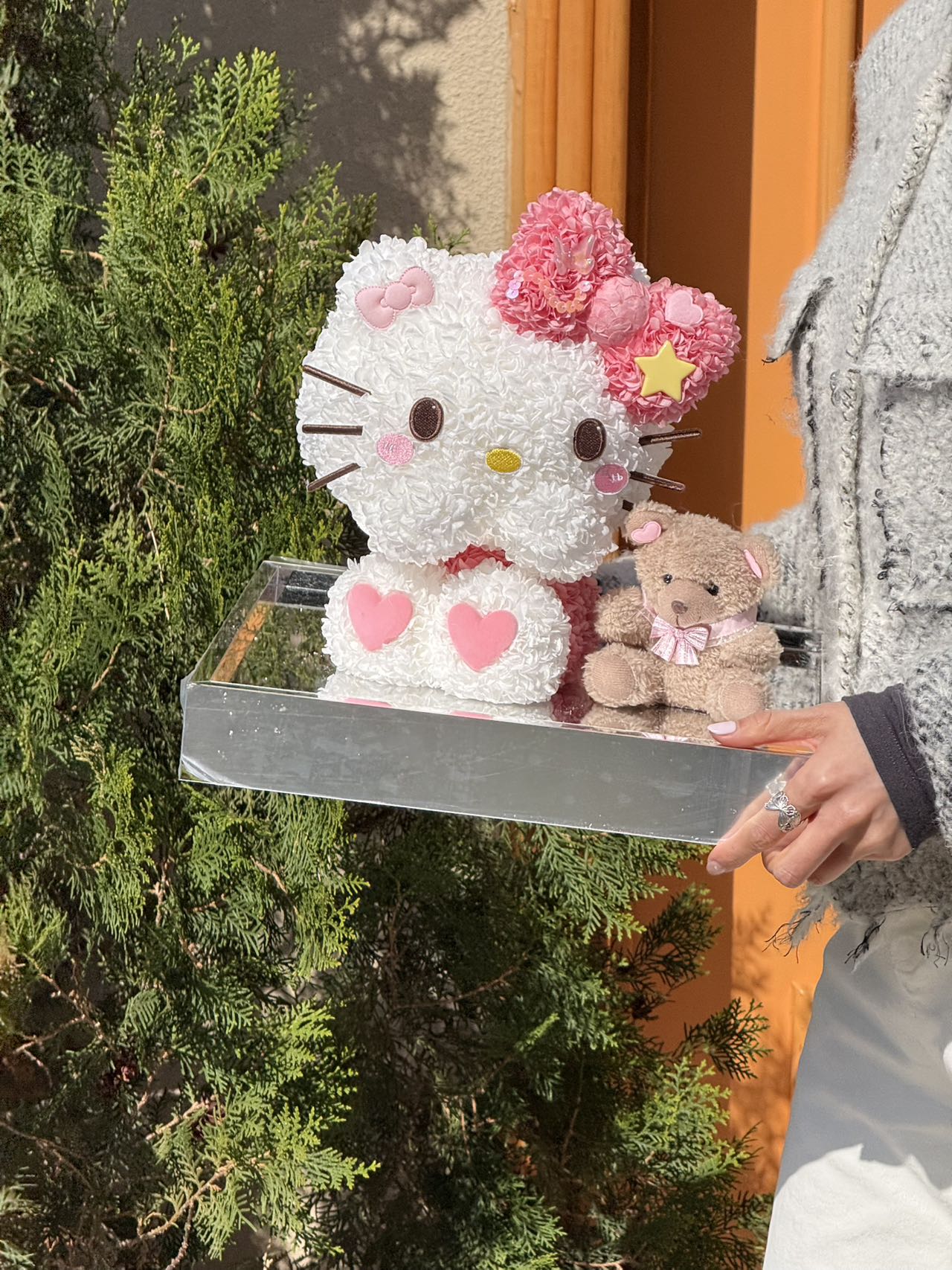 Shy Kitty & Teddy Preserved Flowers Box