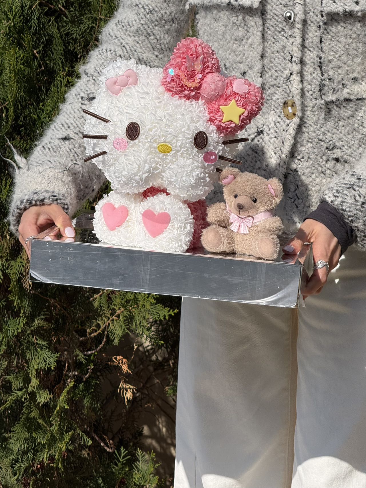 Shy Kitty & Teddy Preserved Flowers Box