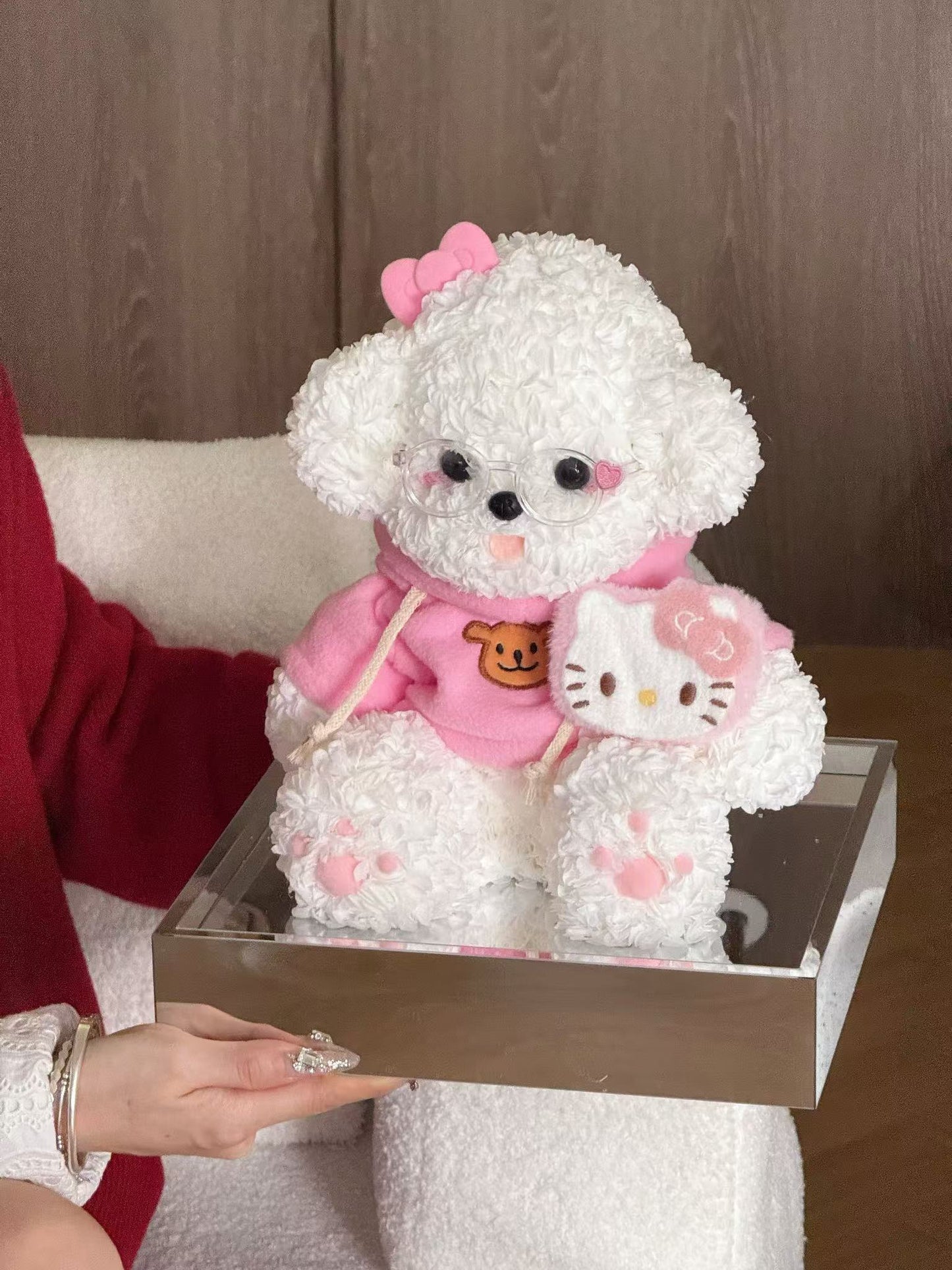 Puppy Love Bichon Dog Preserved Flowers Box