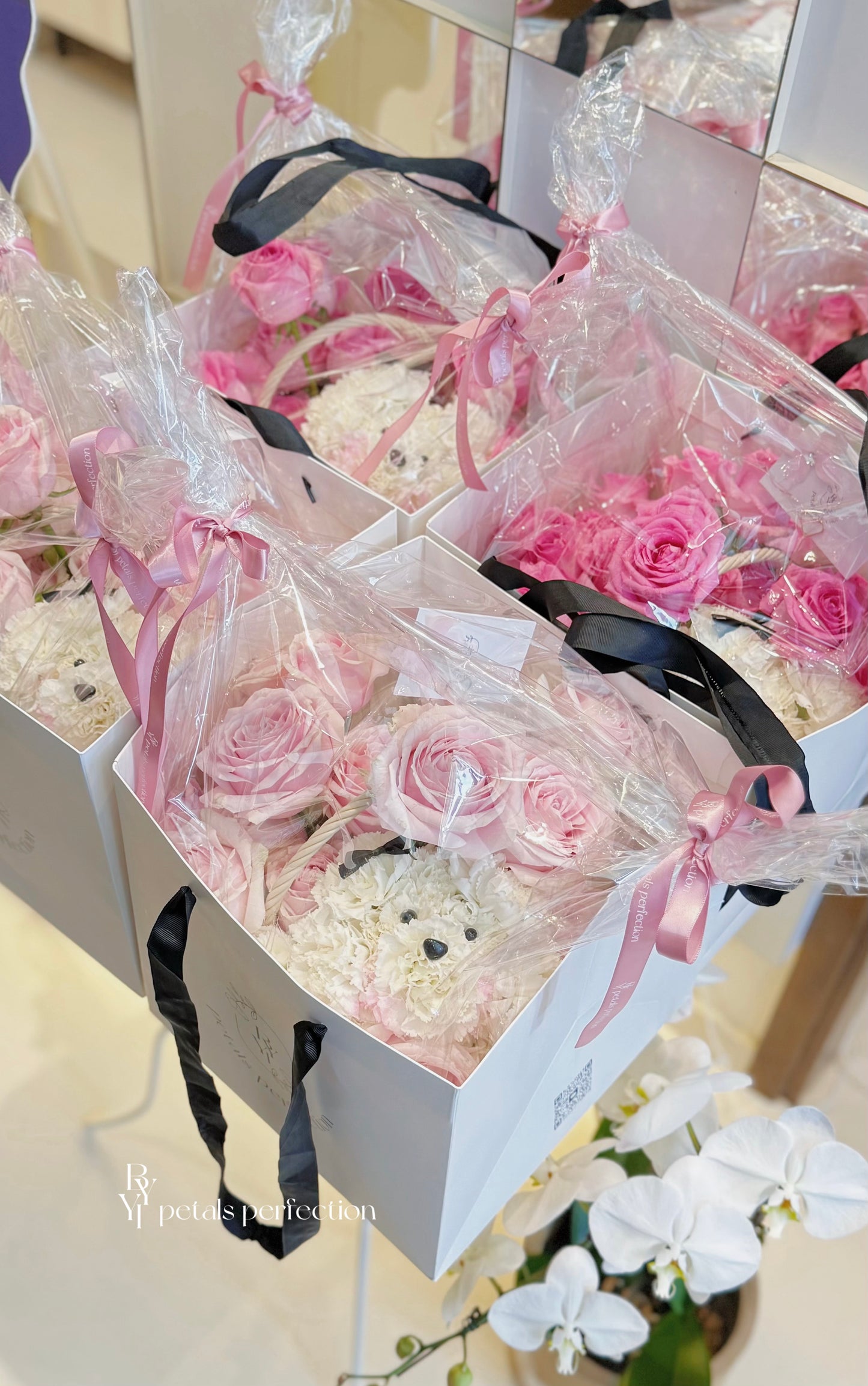 Puppy Love Fresh Roses Petite Basket