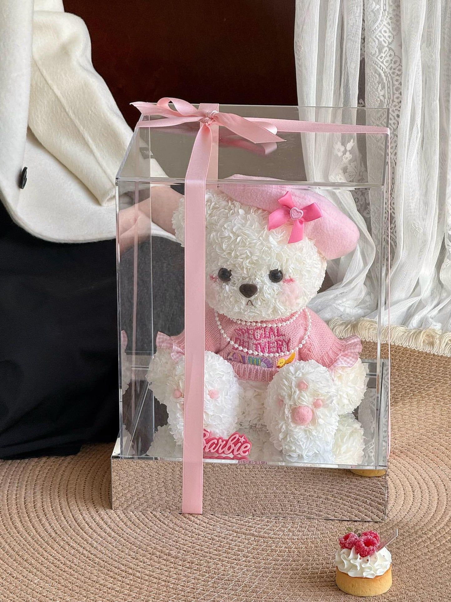 Teddy Bear 🧸 Preserved Flowers Box 🎀 SG In Stock 🇸🇬