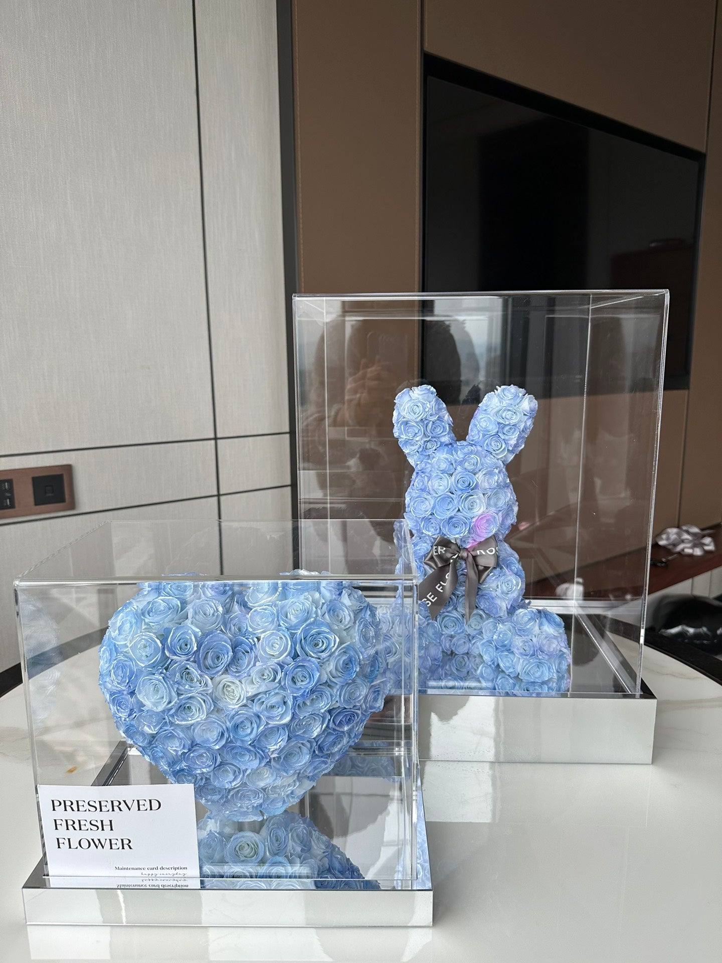 Ice blue 🩵3D Love Heart Shaped Preserved Roses Box 🇸🇬 SG In Stock
