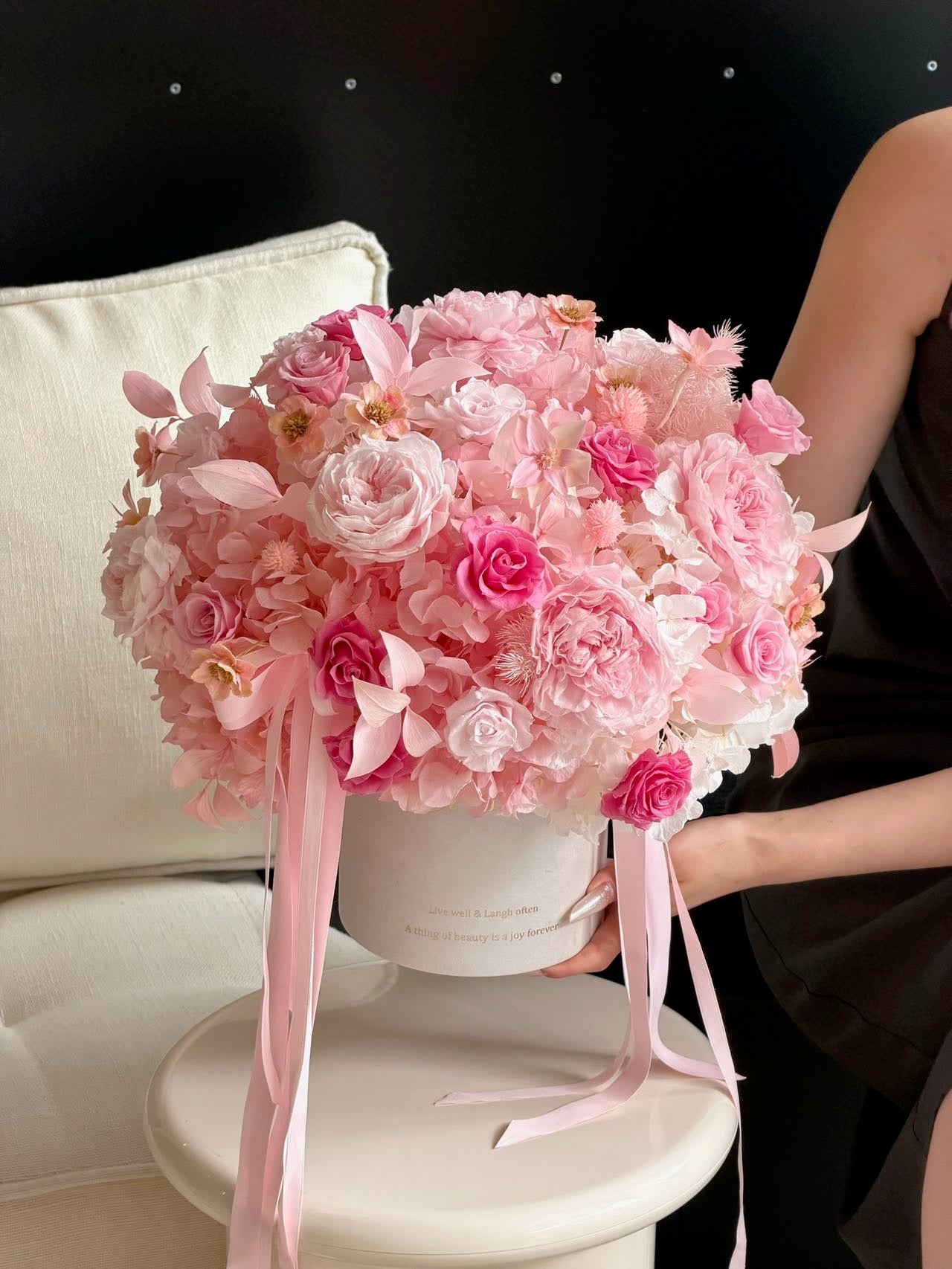 Pink Garden Preserved Flowers Box