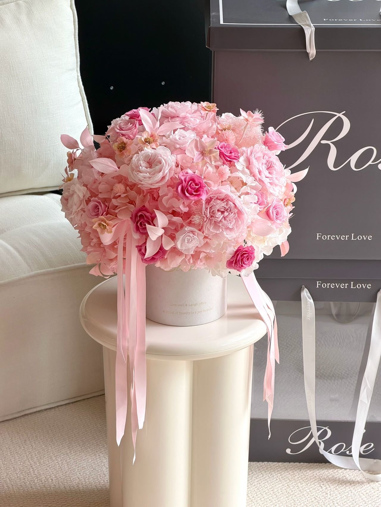 Pink Garden Preserved Flowers Box
