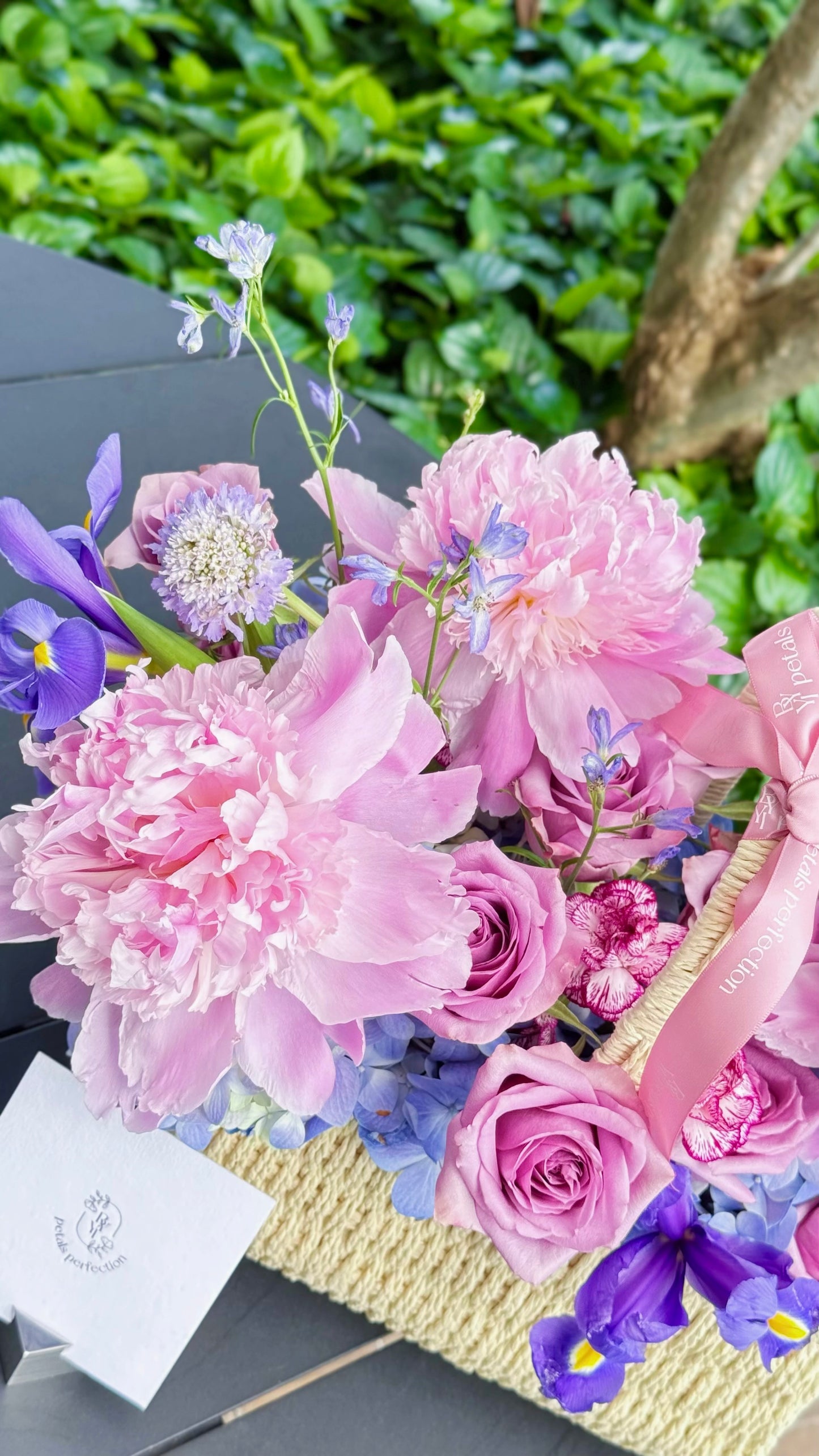 Peonies In Blooms 🌸 Flowers Basket Medium Size