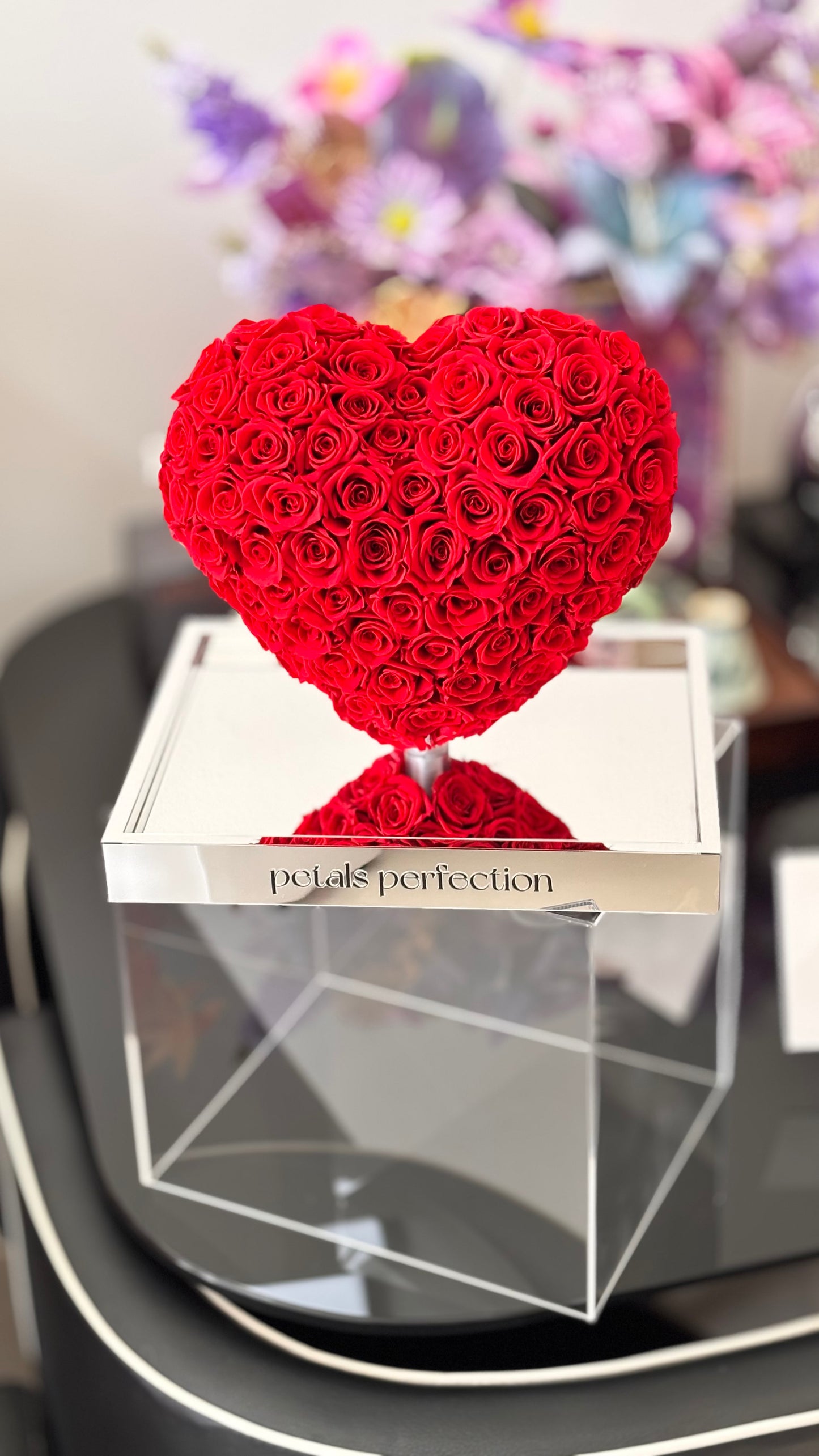 Red ❤️3D Love Heart Shaped Preserved Roses Box 🇸🇬 SG In Stock