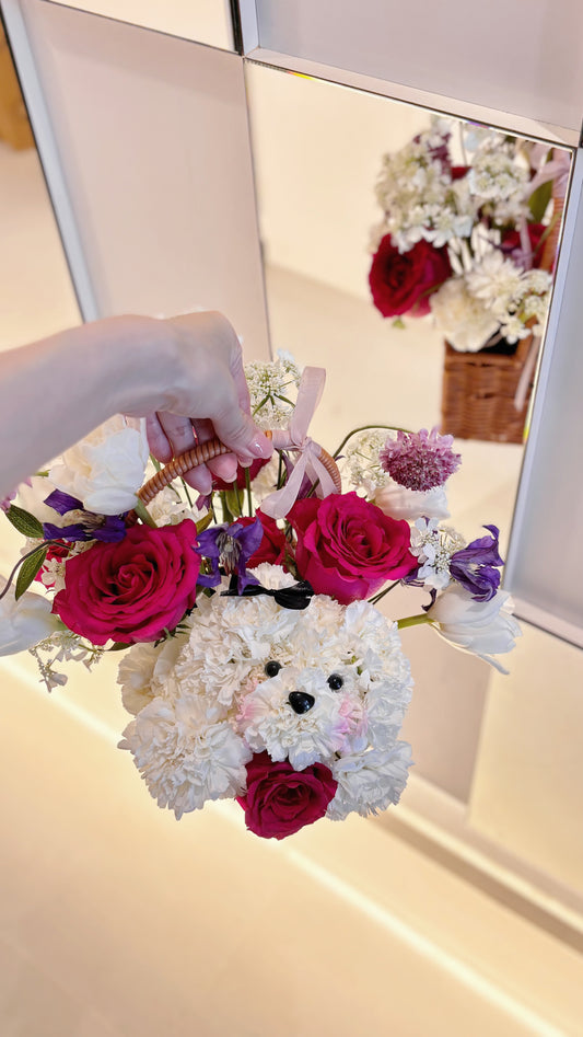 Puppy Love Fresh Flowers Petite Basket