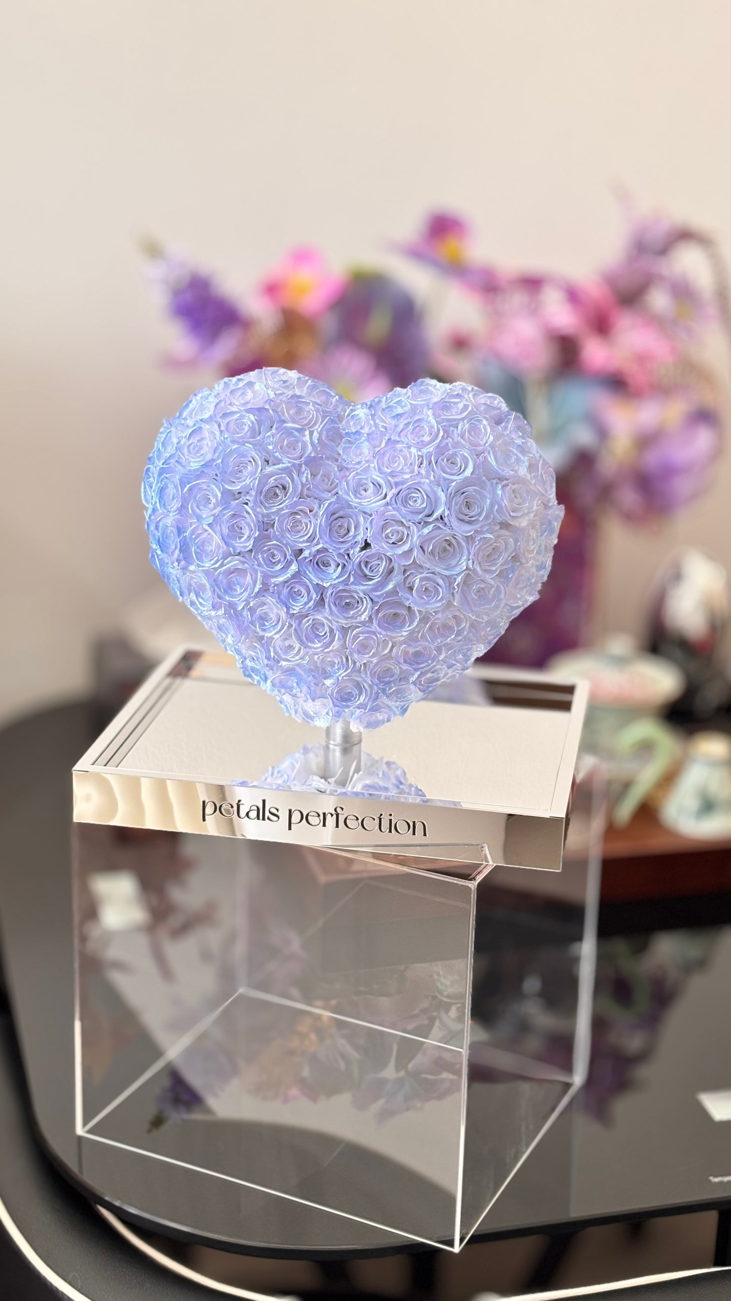 Ice blue 🩵3D Love Heart Shaped Preserved Roses Box 🇸🇬 SG In Stock