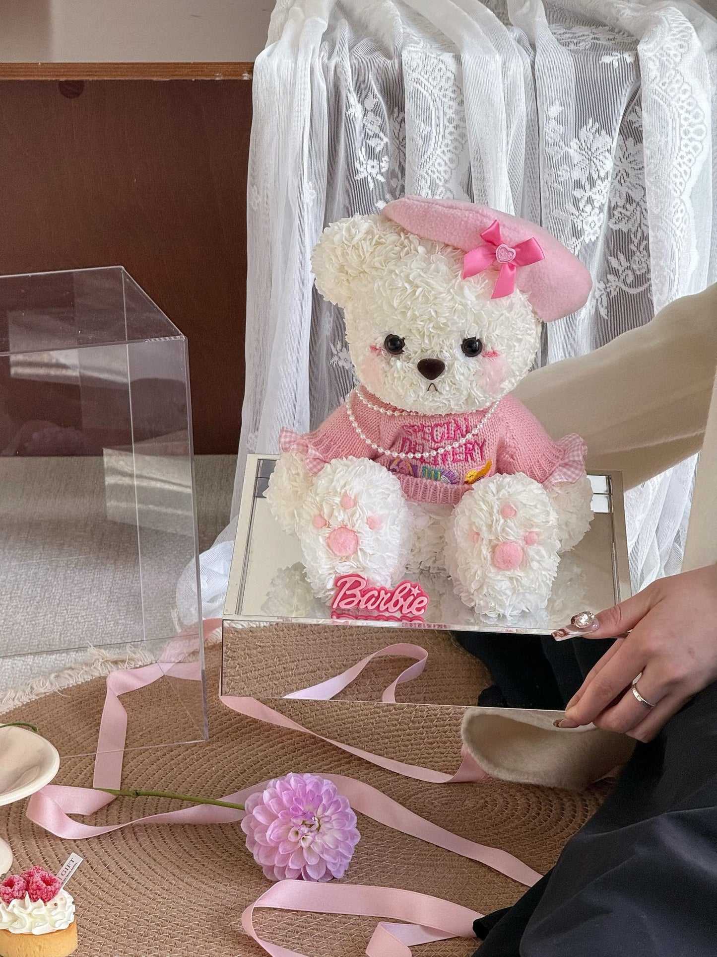Teddy Bear 🧸 Preserved Flowers Box 🎀 SG In Stock 🇸🇬
