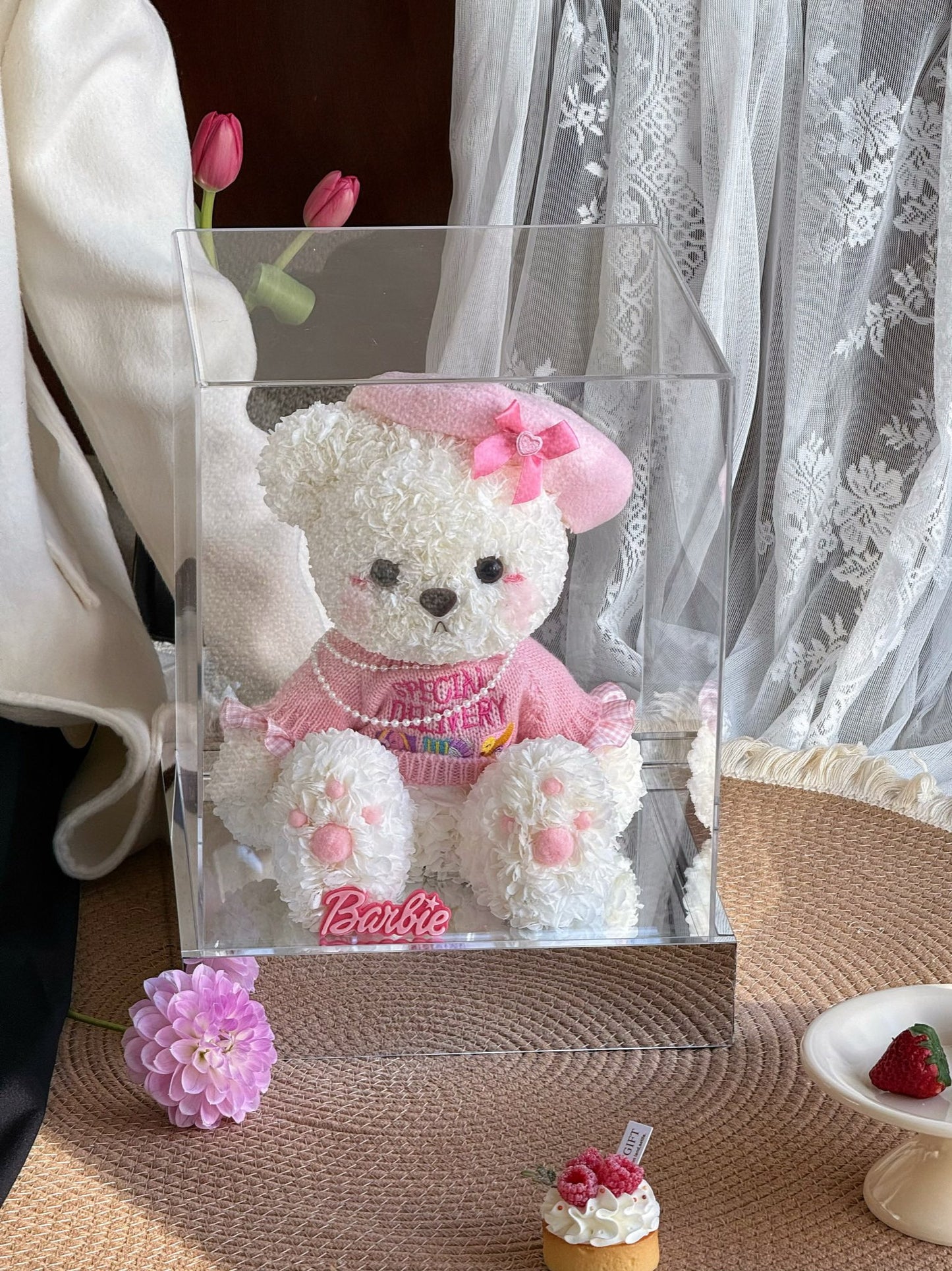 Teddy Bear 🧸 Preserved Flowers Box 🎀 SG In Stock 🇸🇬