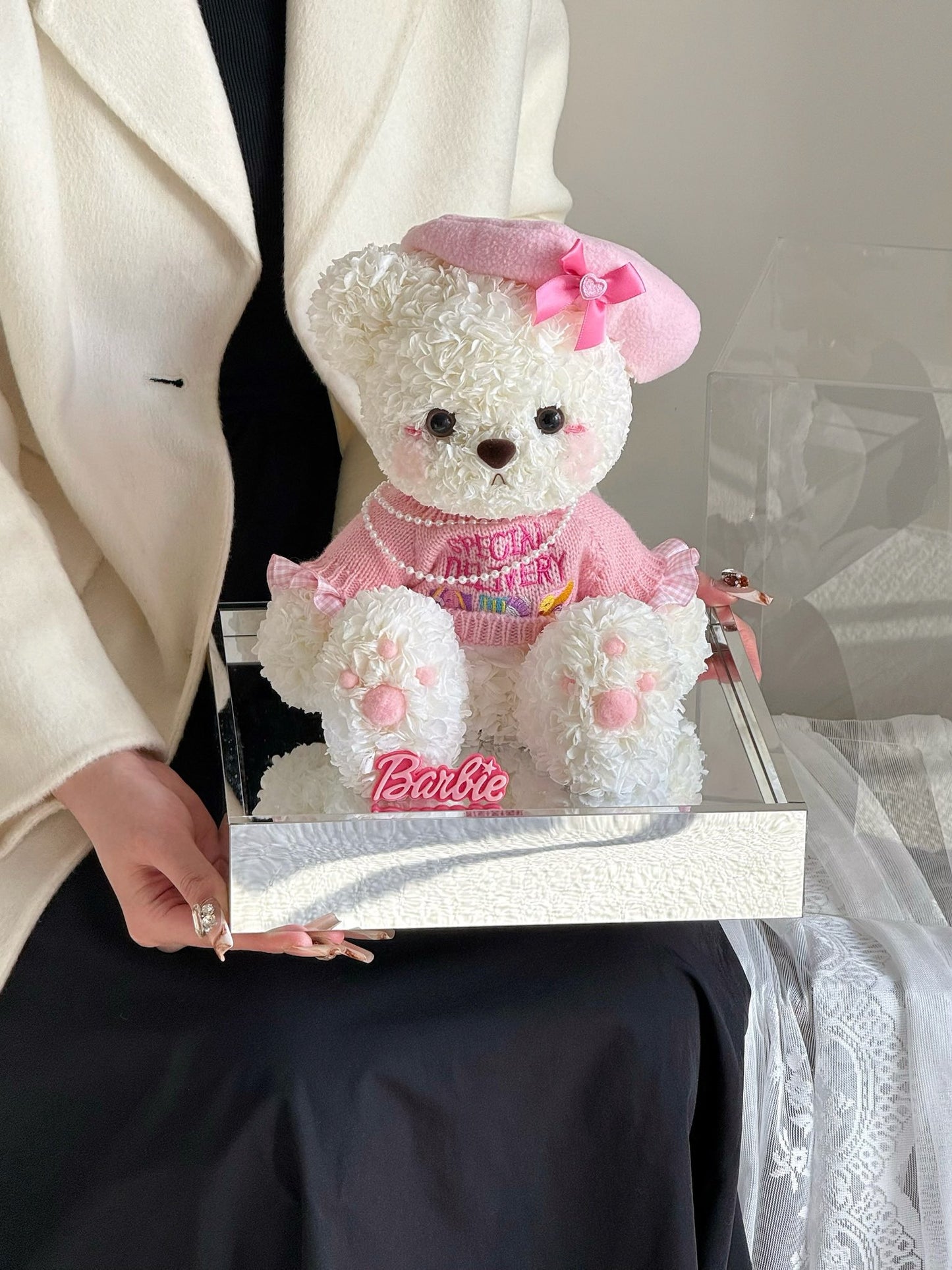 Teddy Bear 🧸 Preserved Flowers Box 🎀 SG In Stock 🇸🇬