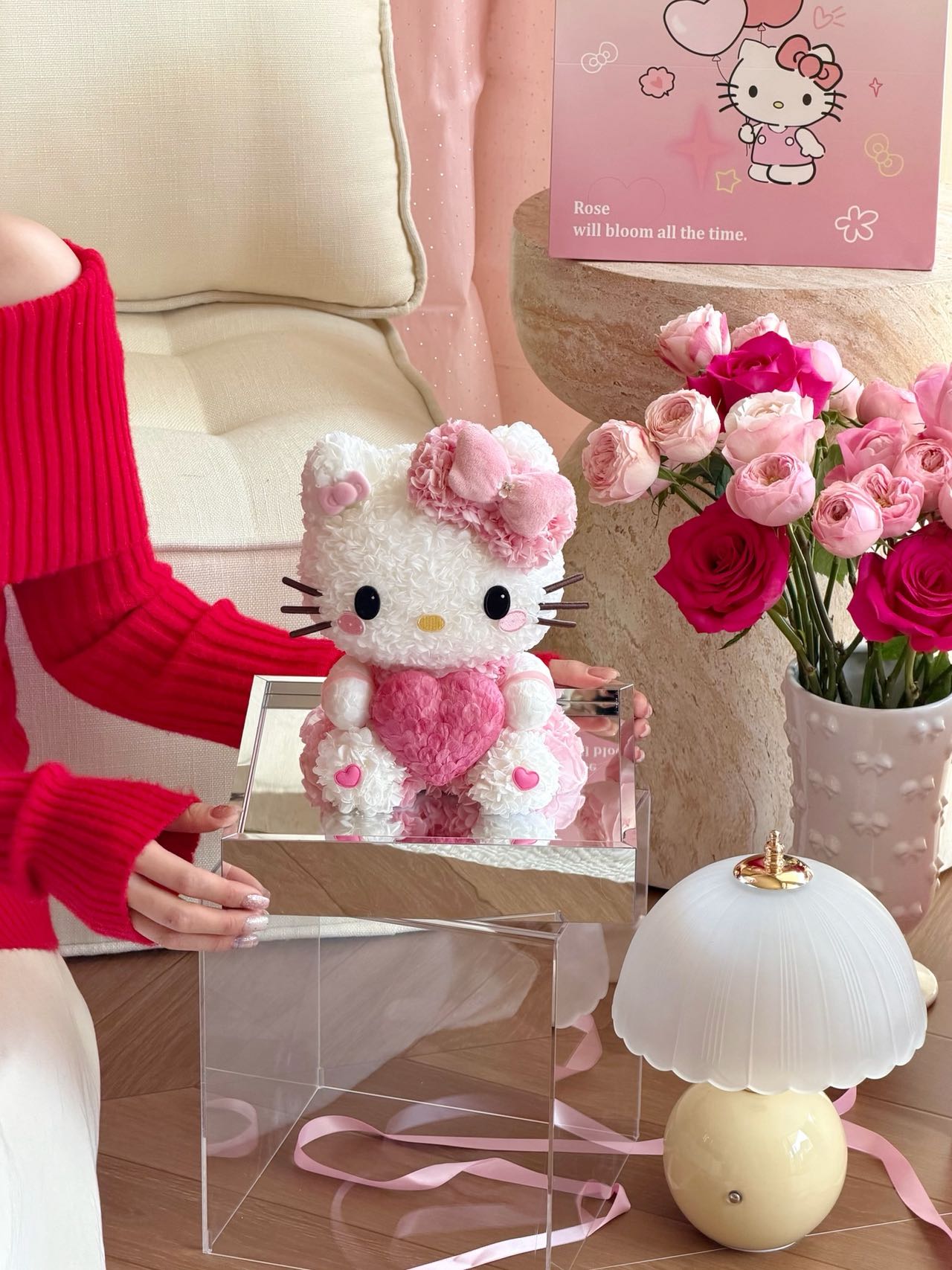 Kitty Love Heart Preserved Flowers Box 🩷