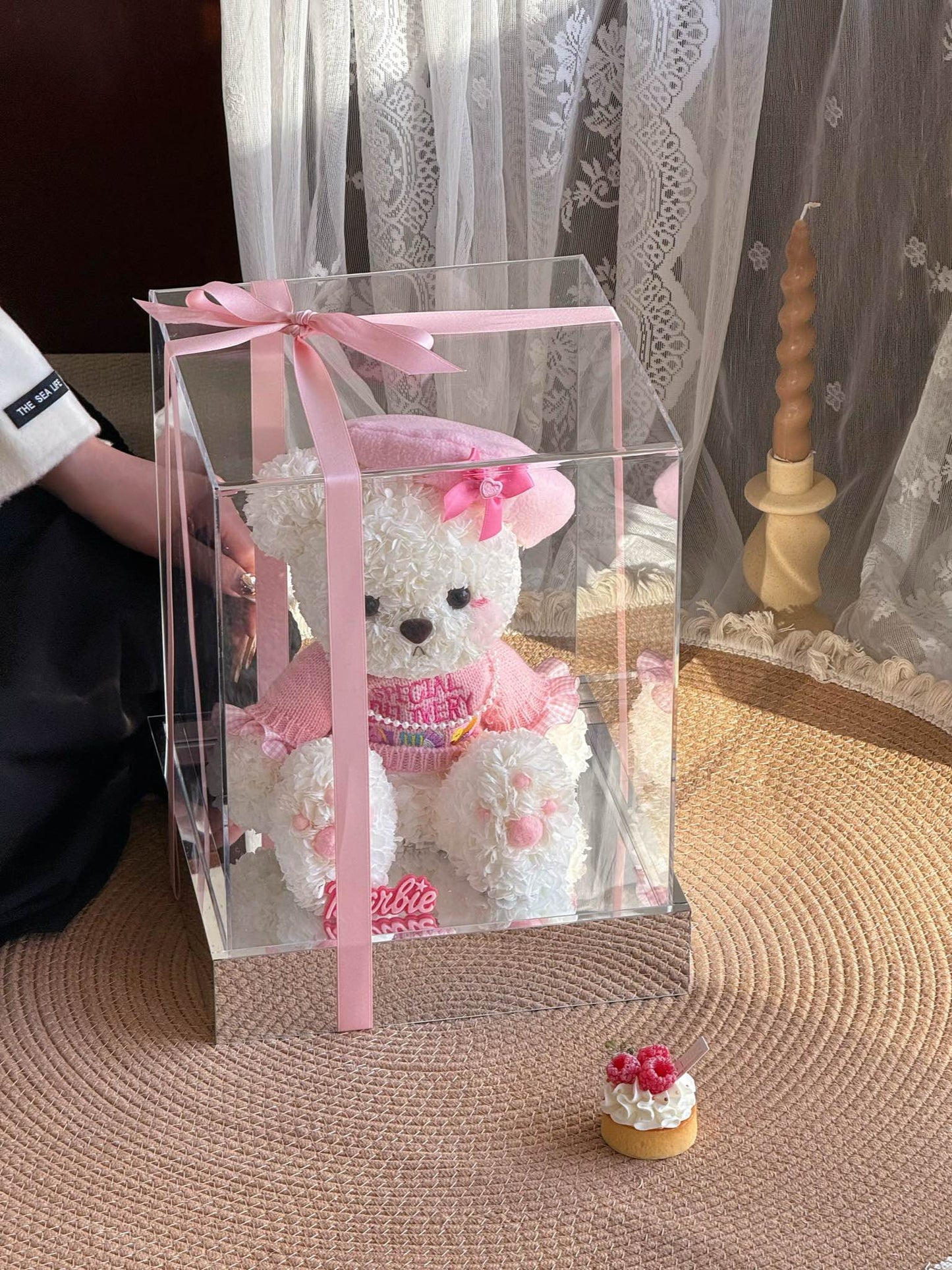 Teddy Bear 🧸 Preserved Flowers Box 🎀 SG In Stock 🇸🇬