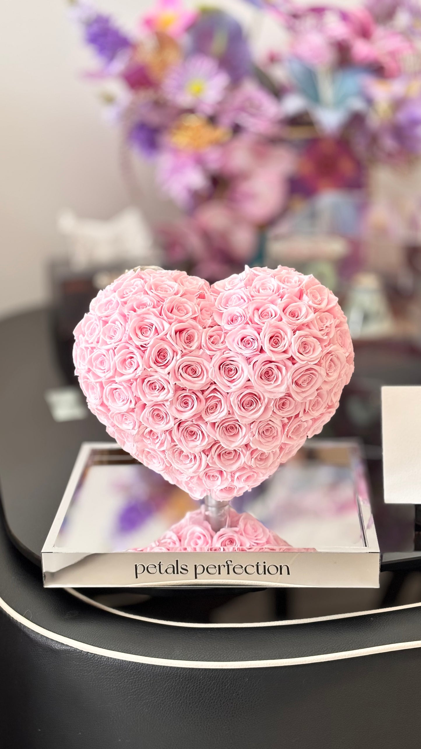 Sakura pink 🌸3D Love Heart Shaped Preserved Roses Box 🇸🇬 SG In Stock