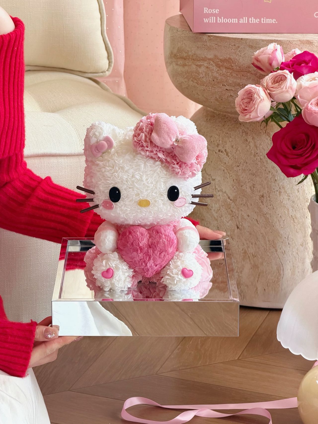 Kitty Love Heart Preserved Flowers Box 🩷